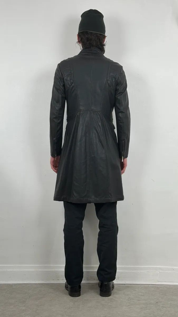 Vintage 2000s Plein Sud Asymmetrical Black Padded Leather Trench Jacket Size US XS / EU 42 / 0 - 3 Thumbnail