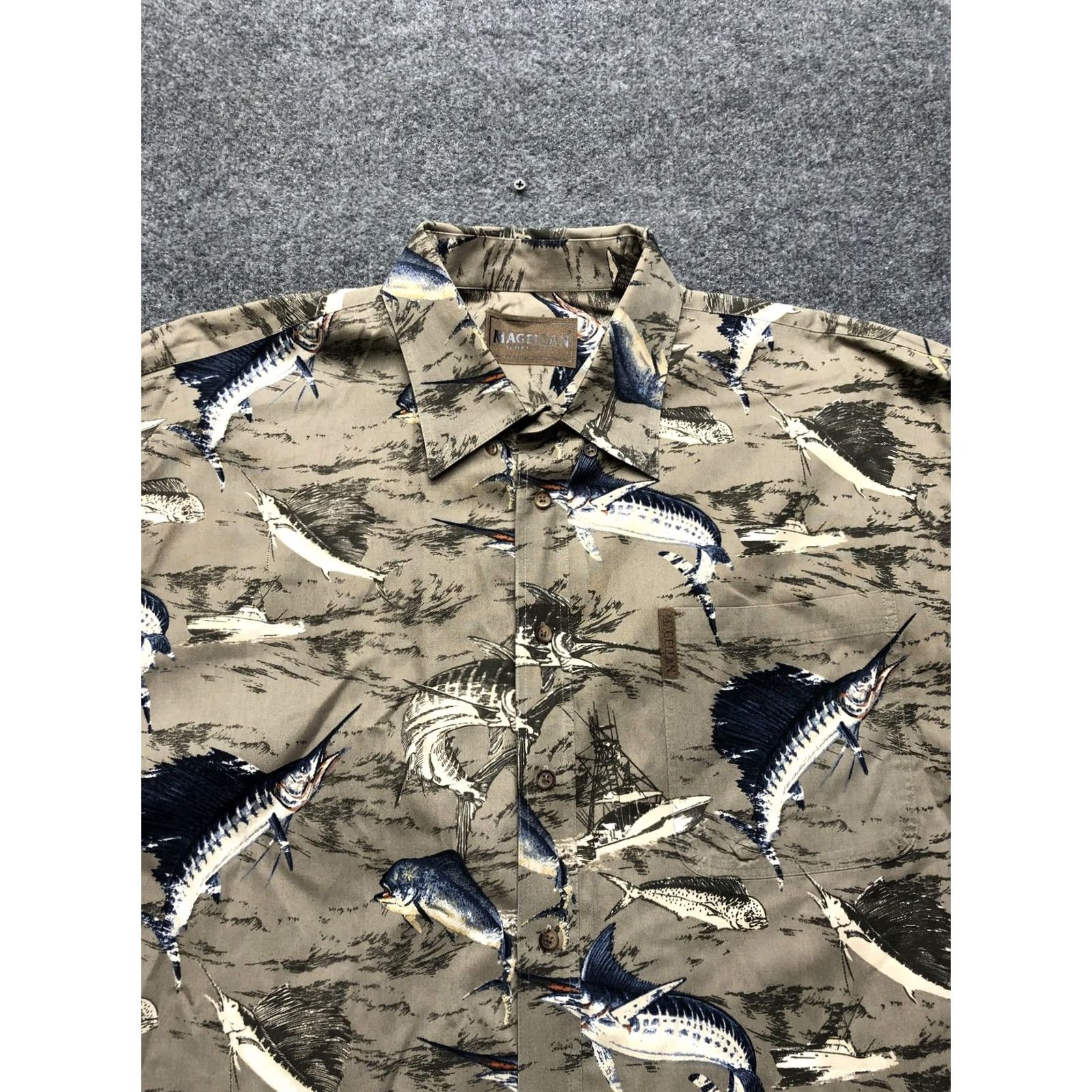 Vintage Magellan Sportswear Shirt Mens XL Tan Marlin Print Button Front Casual Size US XL / EU 56 / 4 - 2 Thumbnail