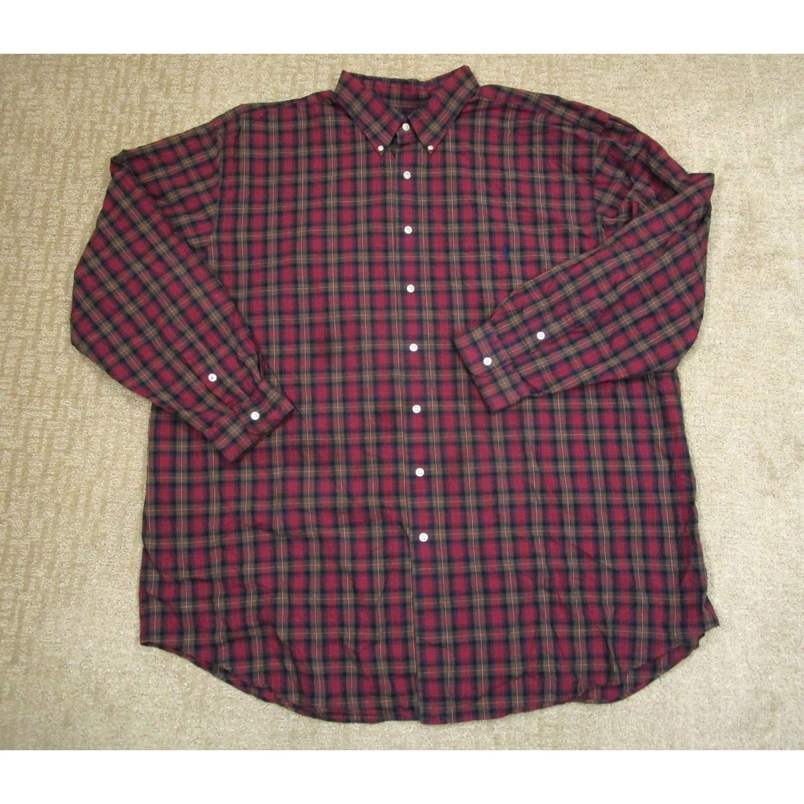 Ralph Lauren VINTAGE Ralph Lauren Shirt Mens 3XLT Red Plaid Long Sleeve Button Down Poplin Cotton Button-Up Casual Shirt Size US XXL / EU 58 / 5 - 2 Thumbnail