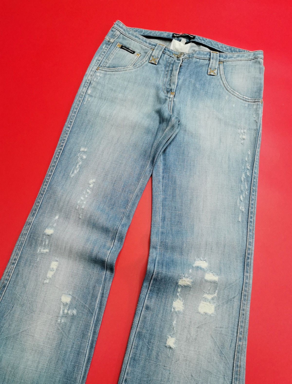 Dolce & Gabbana 00s Vintage Bootcut Dolce & Gabbana Distressed Jeans Size 29" - 5 Thumbnail