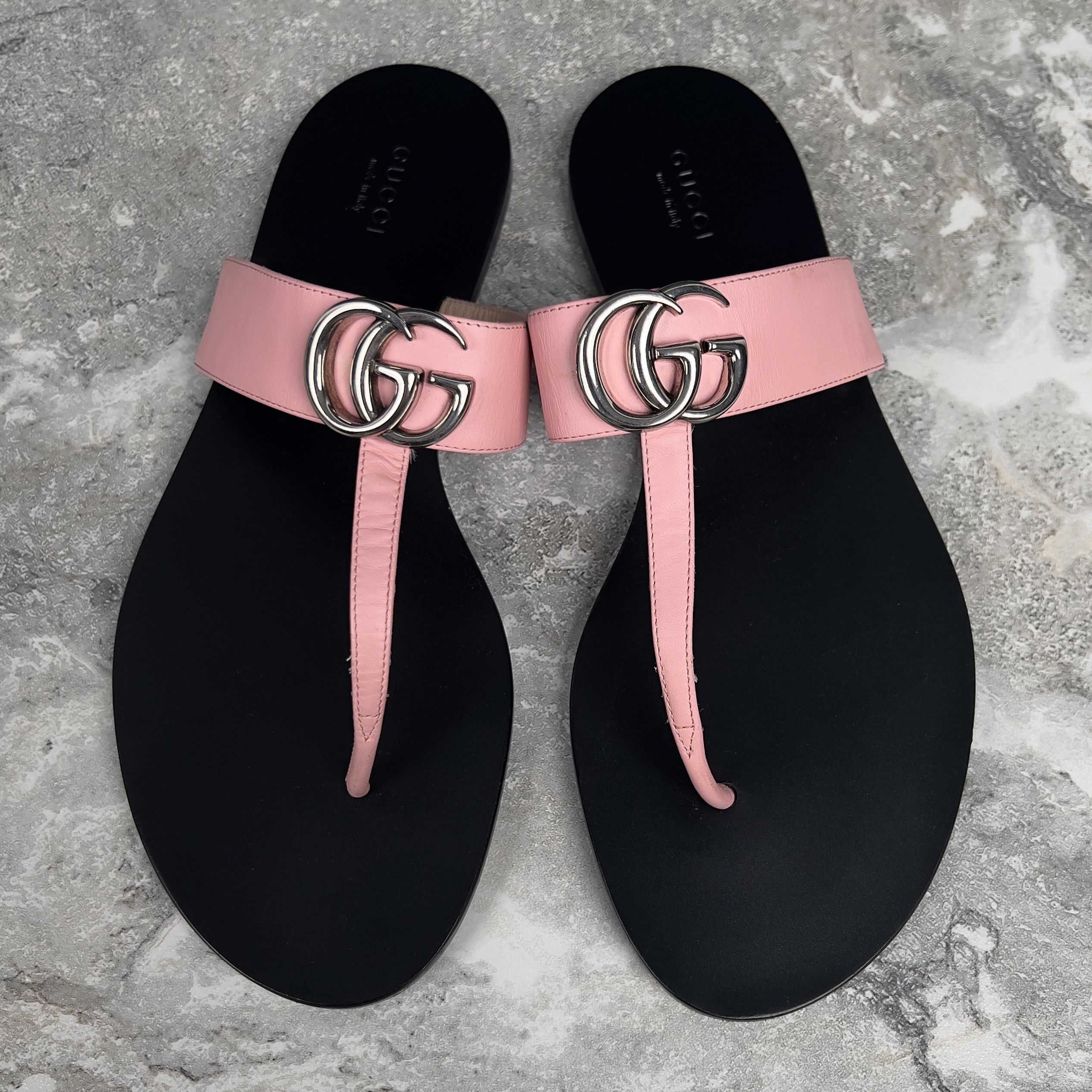 Gucci GUCCI Double GG Buckle Marmont Thong Sandal Leather Size US 9.5 / IT 39.5 - 4 Thumbnail