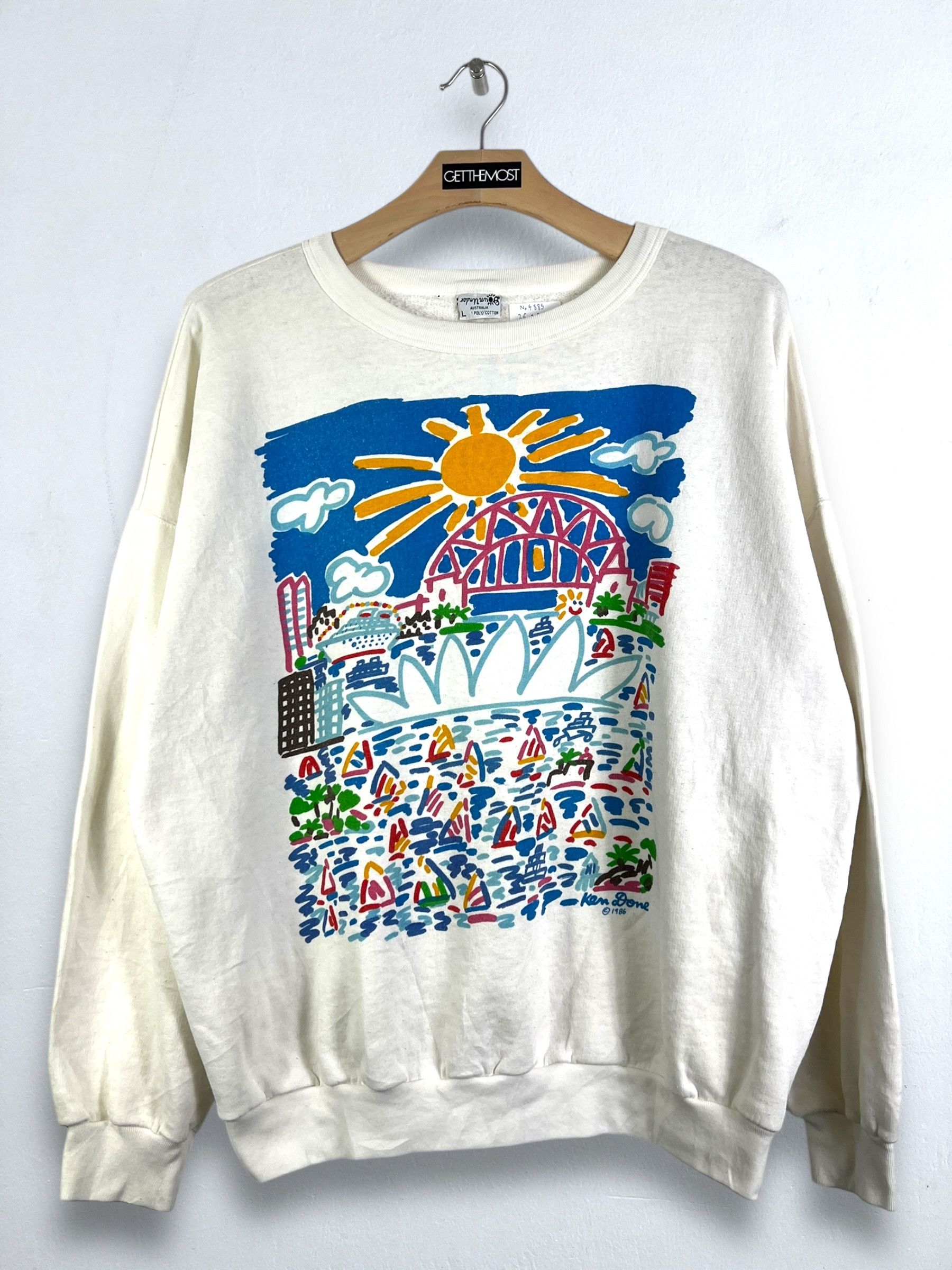 Man Made In Australia × Vintage No.4885 VTG 90s Sydney Souvenir Art Graphic Sweatshirt (L) Size US L / EU 52-54 / 3 - 1 Thumbnail