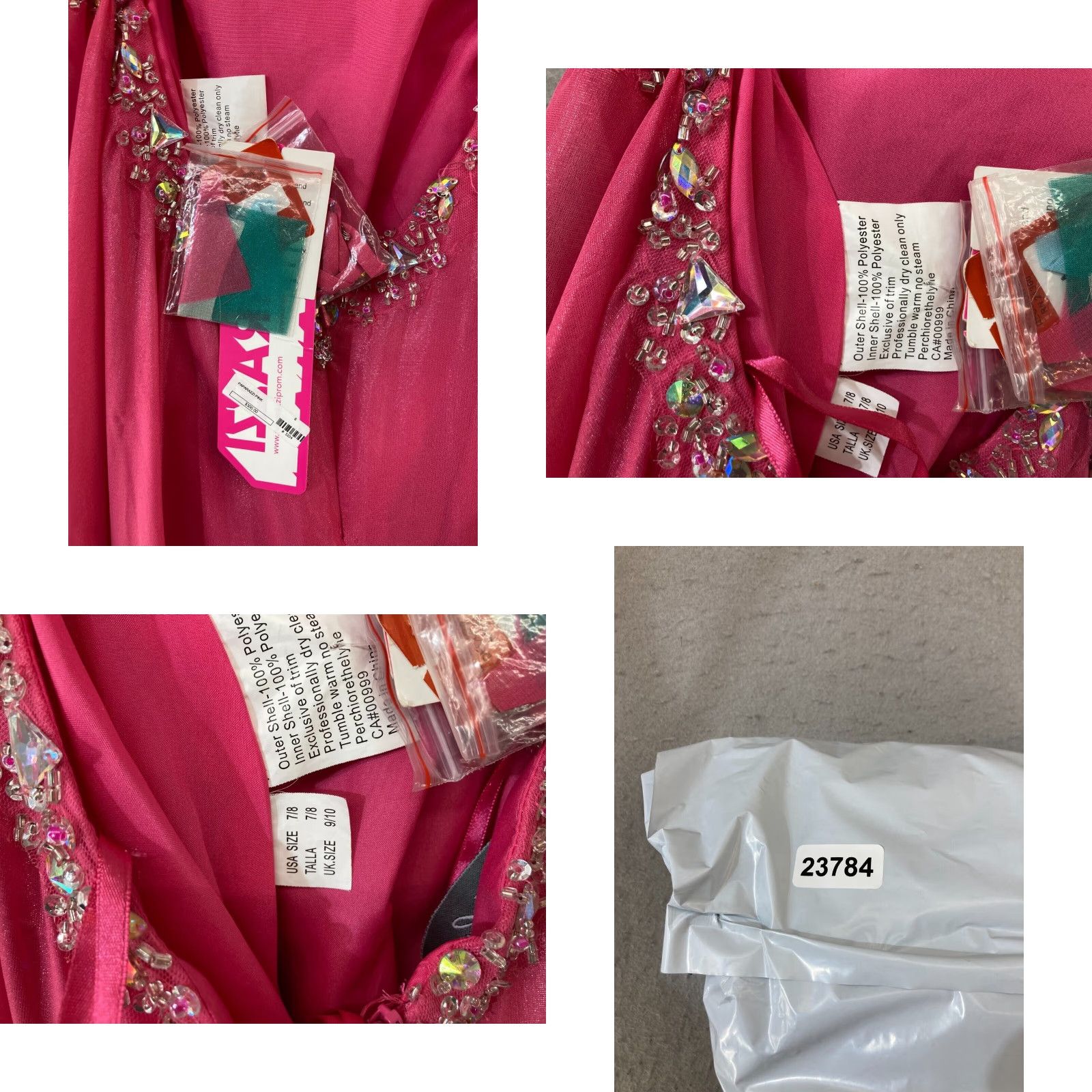 Vintage VINTAGE Paparazzi Madeline Gardner Womens Formal Dress 7/8 Pink Rhinestone NWT Sleeveless Polyester Dress Size M / US 6-8 / IT 42-44 - 8 Thumbnail