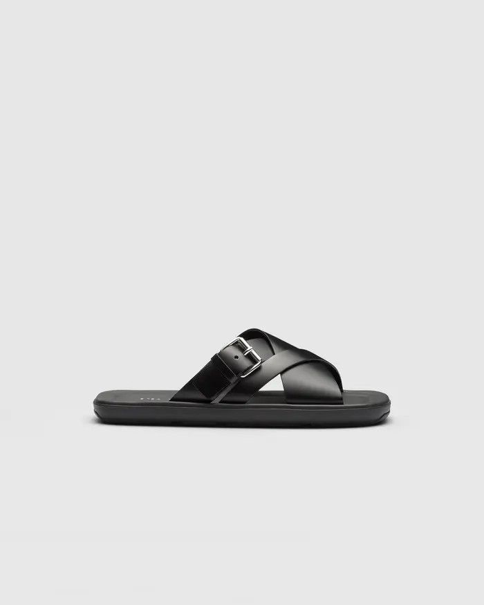 Prada o1mt1gz0526 Spazzolato Brushed Slides in Black Size US 10 / EU 43 - 1 Thumbnail