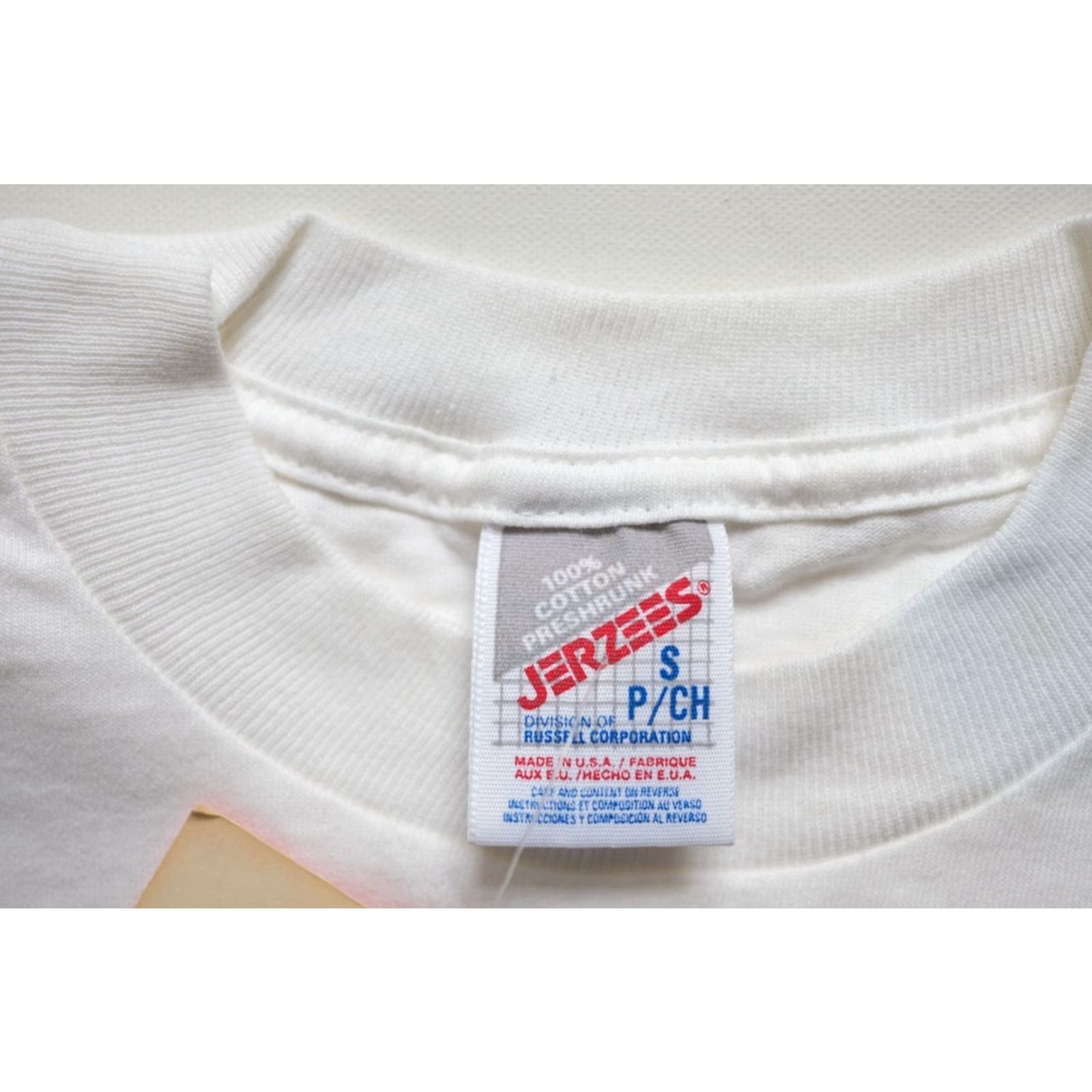 Jerzees VINTAGE JERZEES T-SHIRT White Cotton GRAPHIC USA SAVE THE CHILDREN Shirt S Mens Short Sleeve Crew Neck 18" Pit to Pit 28" Length NWT New Size US S / EU 44-46 / 1 - 6 Thumbnail