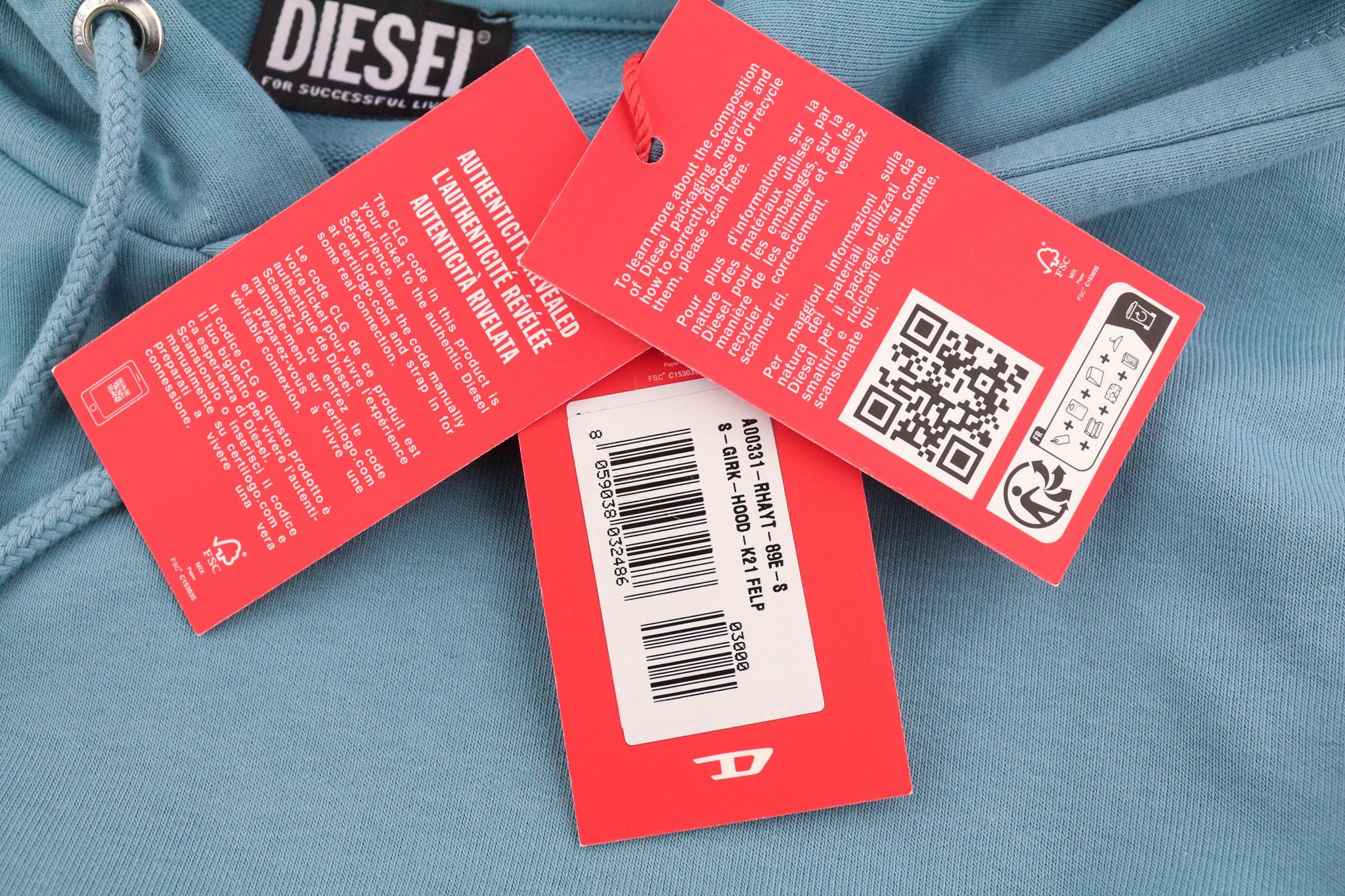 Diesel S-Girk-Hood-K21 Men Hoodie S Blue Pullover 40105 Size US S / EU 44-46 / 1 - 6 Thumbnail