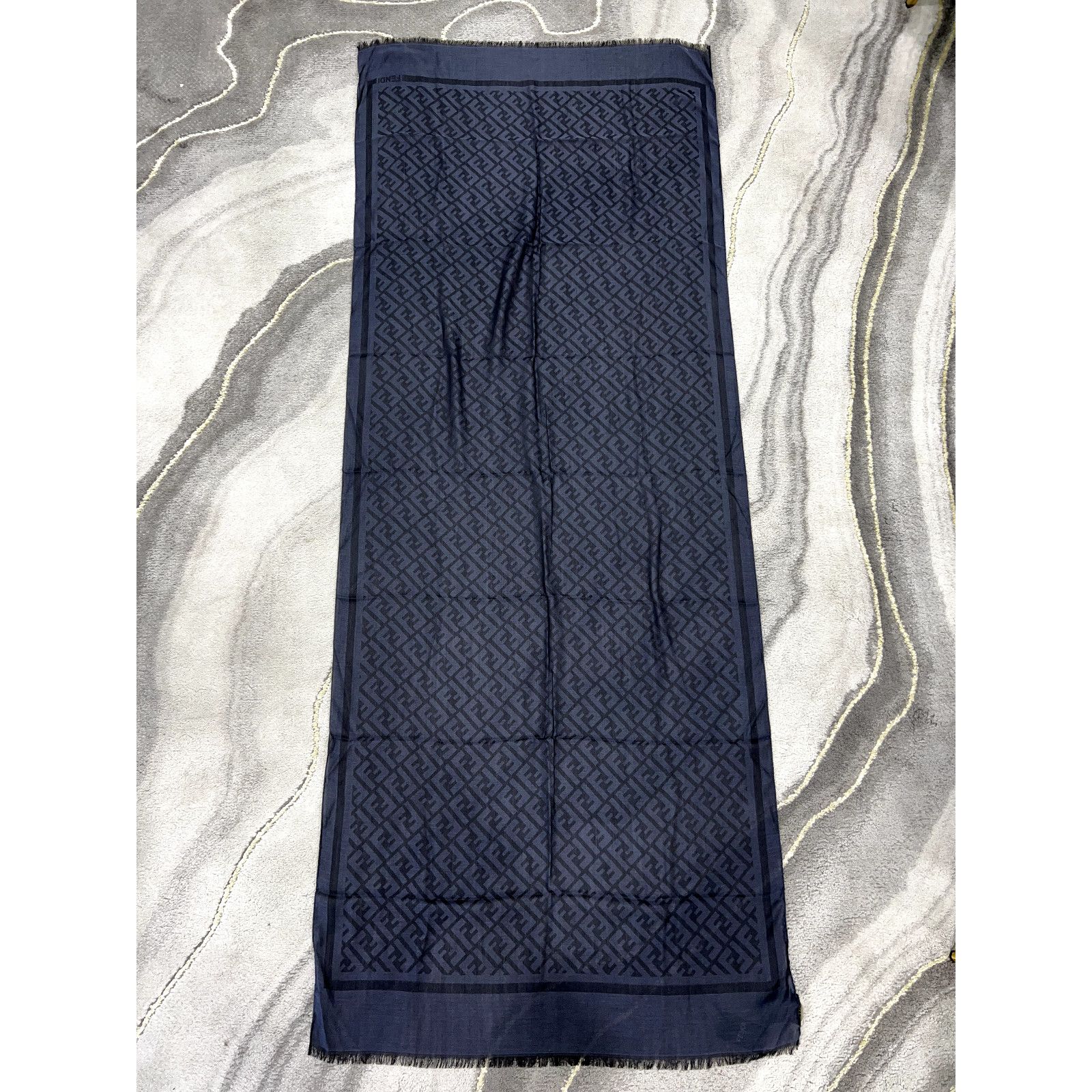 Fendi Fendi Monogram Logo Silk Fringe Hem Wrap Shawl Stole Scarf Size ONE SIZE - 14 Thumbnail