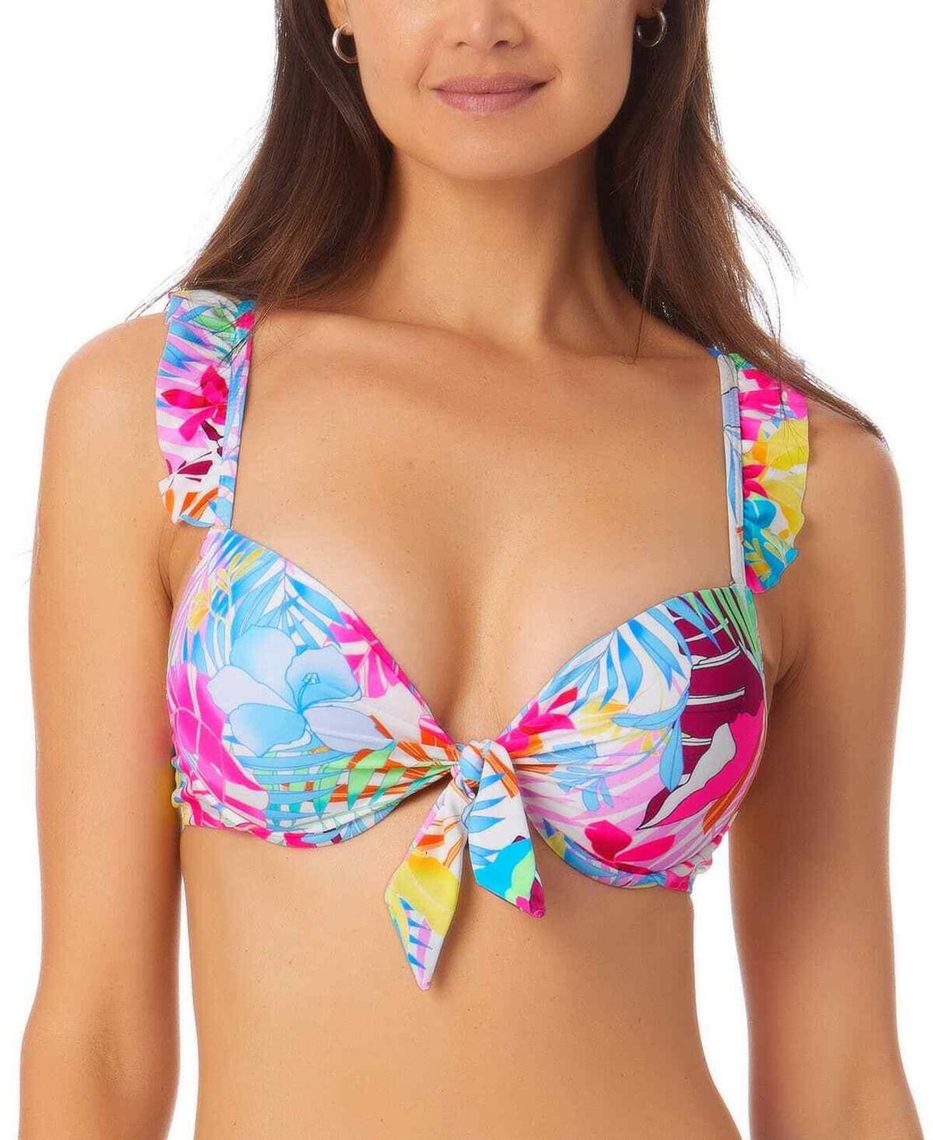 Other California Waves Juniors Ruffle-Trim Underwire Bikini Top XS Size ONE SIZE - 1 Thumbnail
