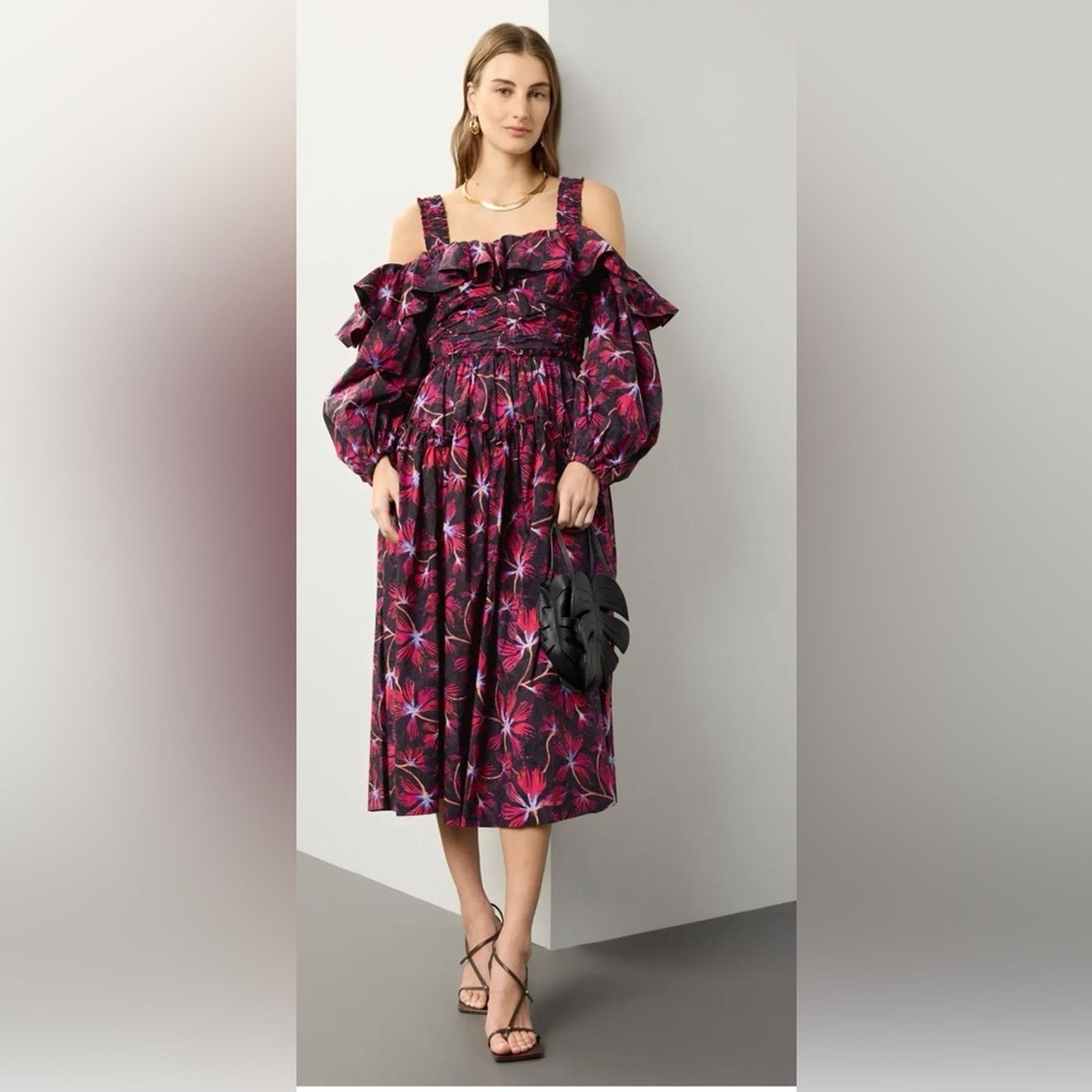 Ulla Johnson NWT Ulla Johnson $550 Red & Purple with Bishop Sleeves 2 Size XS / US 0-2 / IT 36-38 - 1 Thumbnail