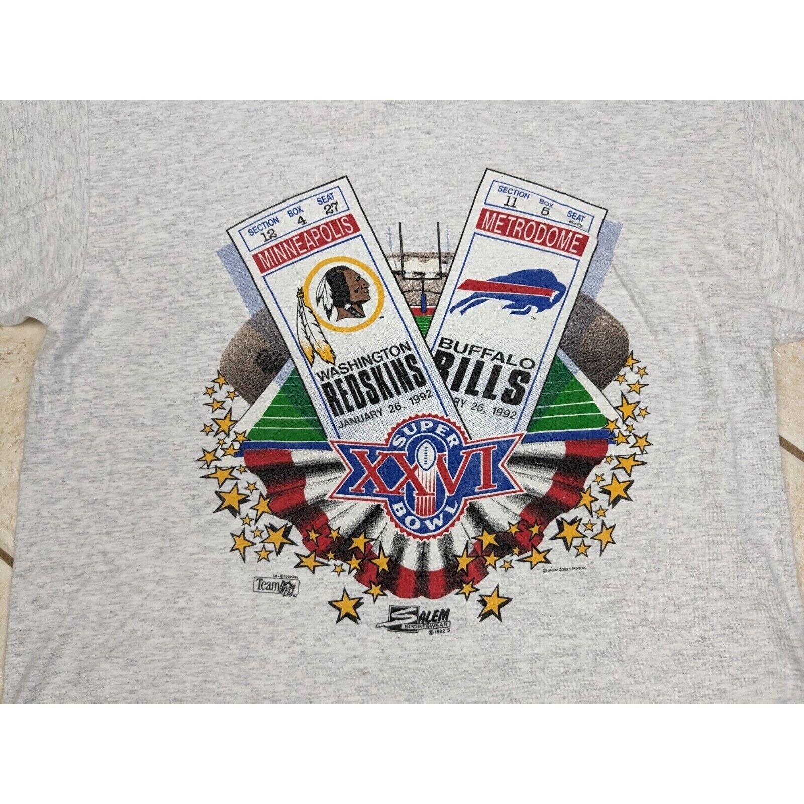 Other Vtg 1992 Washington Redskins Buffalo Bills Super Bowl Shirt Size US XL / EU 56 / 4 - 3 Thumbnail