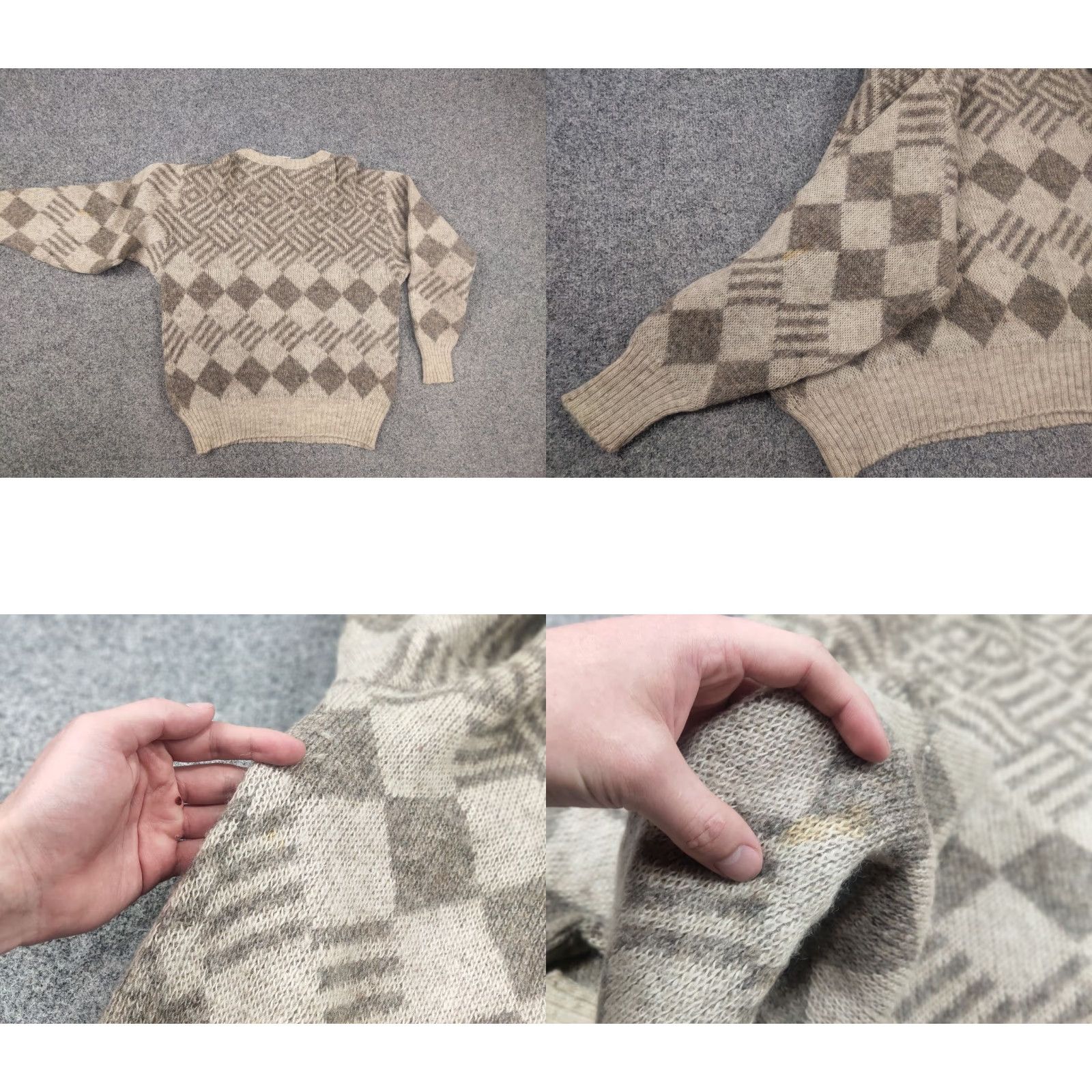 Vintage VINTAGE Hilda Ltd Iceland Pullover Shirt Men M Beige Wool 80s Pattern Fair Isle Knit Size US M / EU 48-50 / 2 - 8 Thumbnail