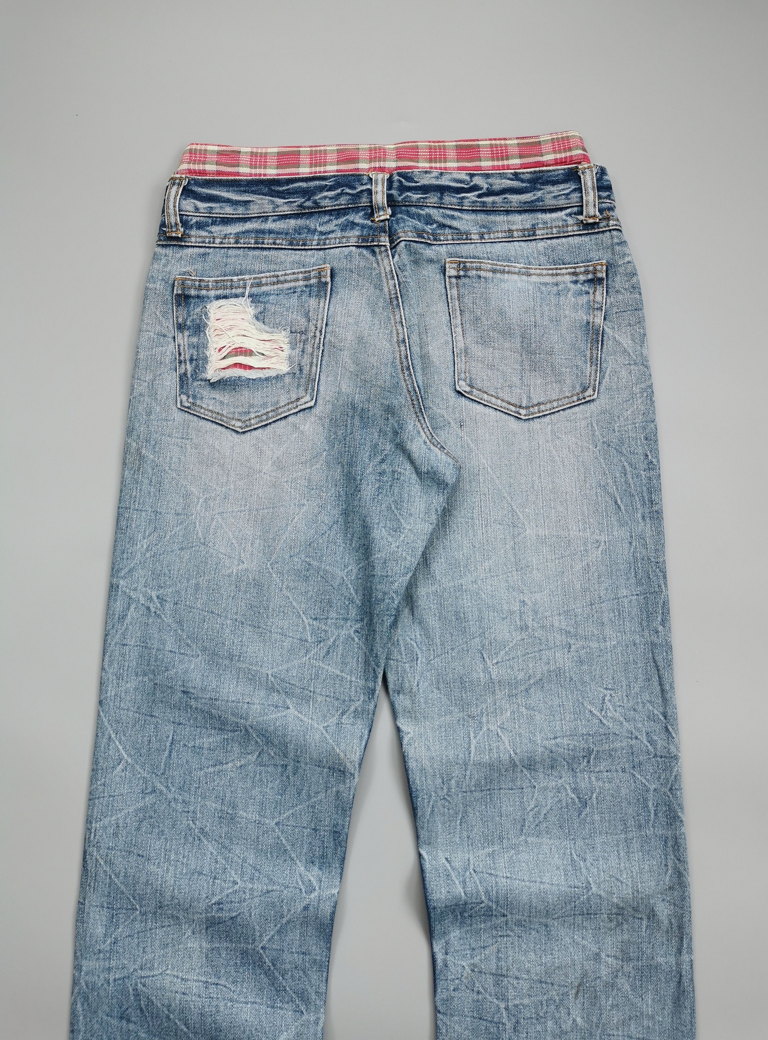 Hysteric Glamour Japan Brand Double Waist Plaid Patch Distressed Denim Jeans Size US 28 / EU 44 - 8 Thumbnail