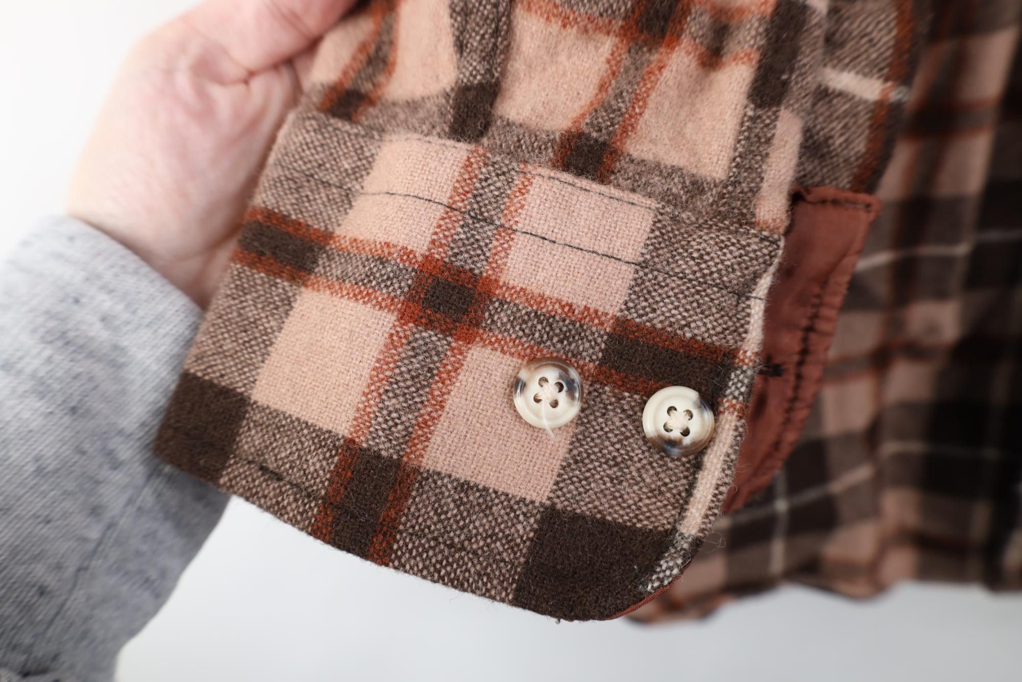 Vintage Vintage 70s Streetwear Wool Knit Board Button Shirt Plaid Size US L / EU 52-54 / 3 - 4 Thumbnail