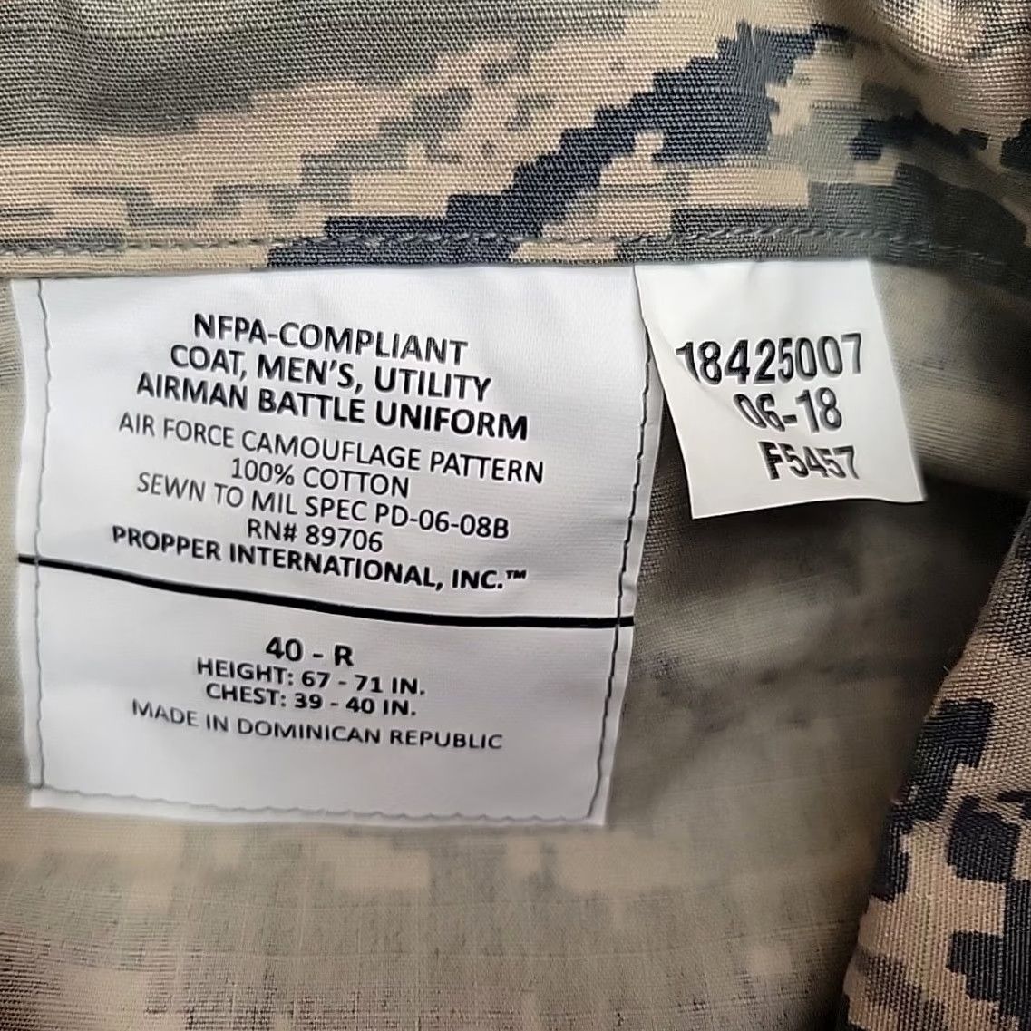 Propper US Air Force ABU Camo Jacket Mens 40R Tiger Stripe Digital Military Coat BdU Shirt Size US XXS / EU 40 - 2 Thumbnail
