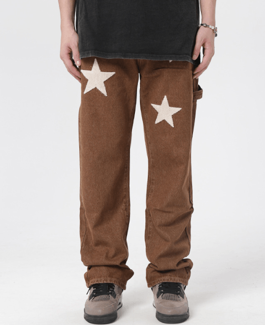 Japanese Brand × Jean Star embroidery retro trend loose casual jeans y2k Size US 32 / EU 48 - 1 Thumbnail