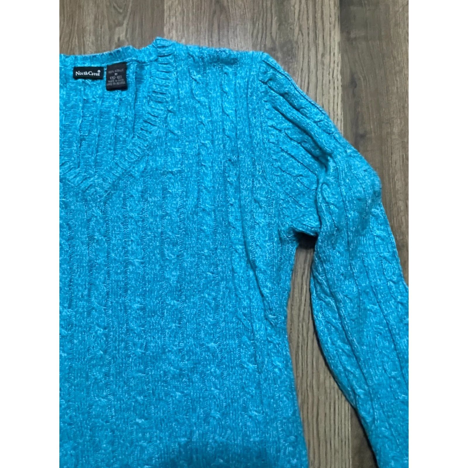 Vintage Northcrest Sweater Women's Medium Blue V-Neck Pullover Shirt Knit Regular Pullover Casual Fall Spring Summer Mens Womens Girls Boys Size M / US 6-8 / IT 42-44 - 4 Thumbnail