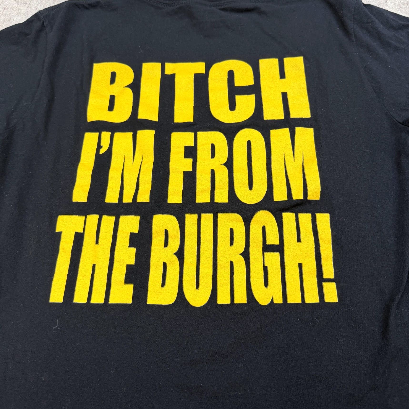 Gildan Pittsburgh D Shirt Mens Large Black Gildan Funny Football Graphic Double Sided Size US L / EU 52-54 / 3 - 6 Thumbnail
