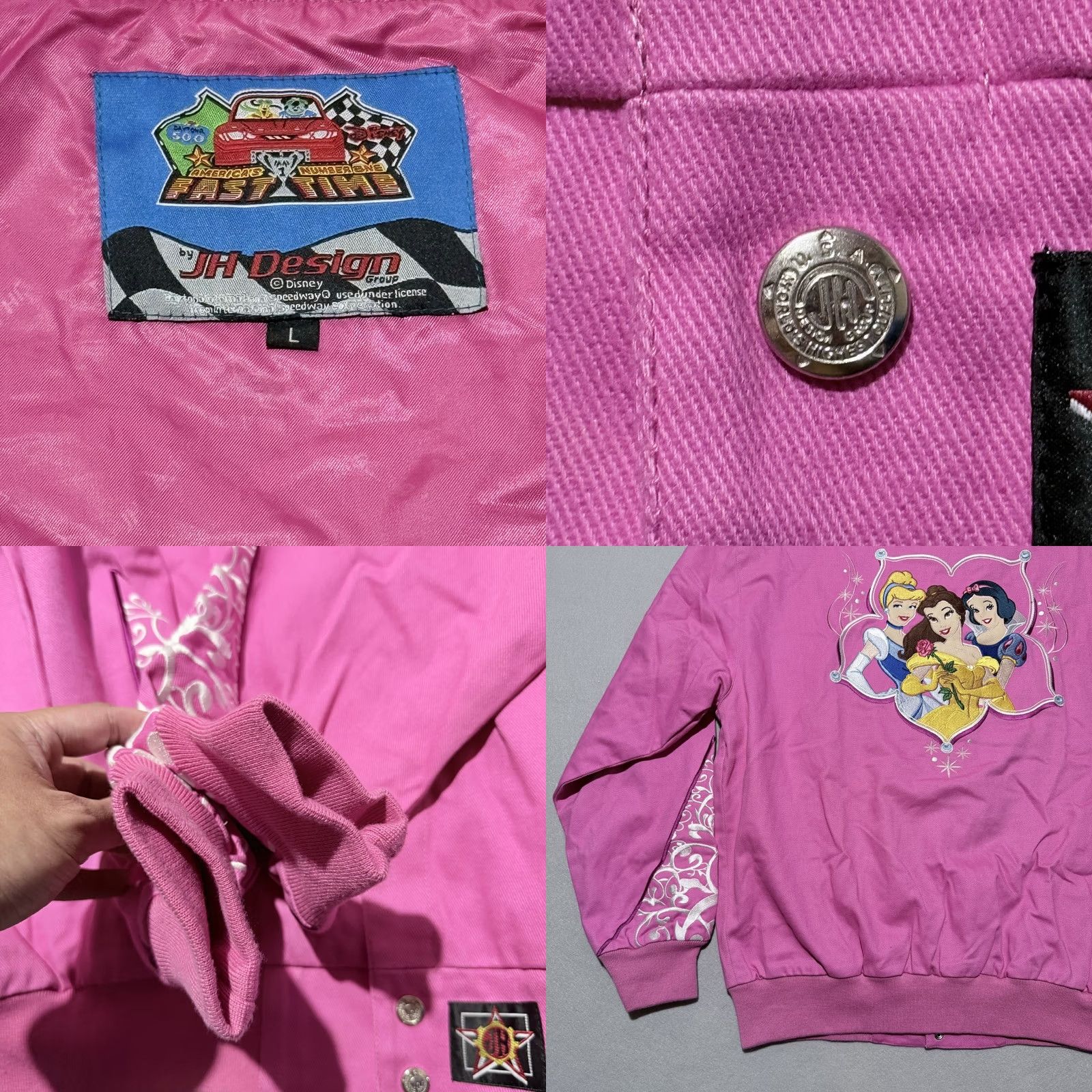 JH Design VINTAGE Disney Princess Daytona 500 JH Design Racing Jacket Pink Women Large NASCAR - Large Size L / US 10 / IT 46 - 8 Thumbnail
