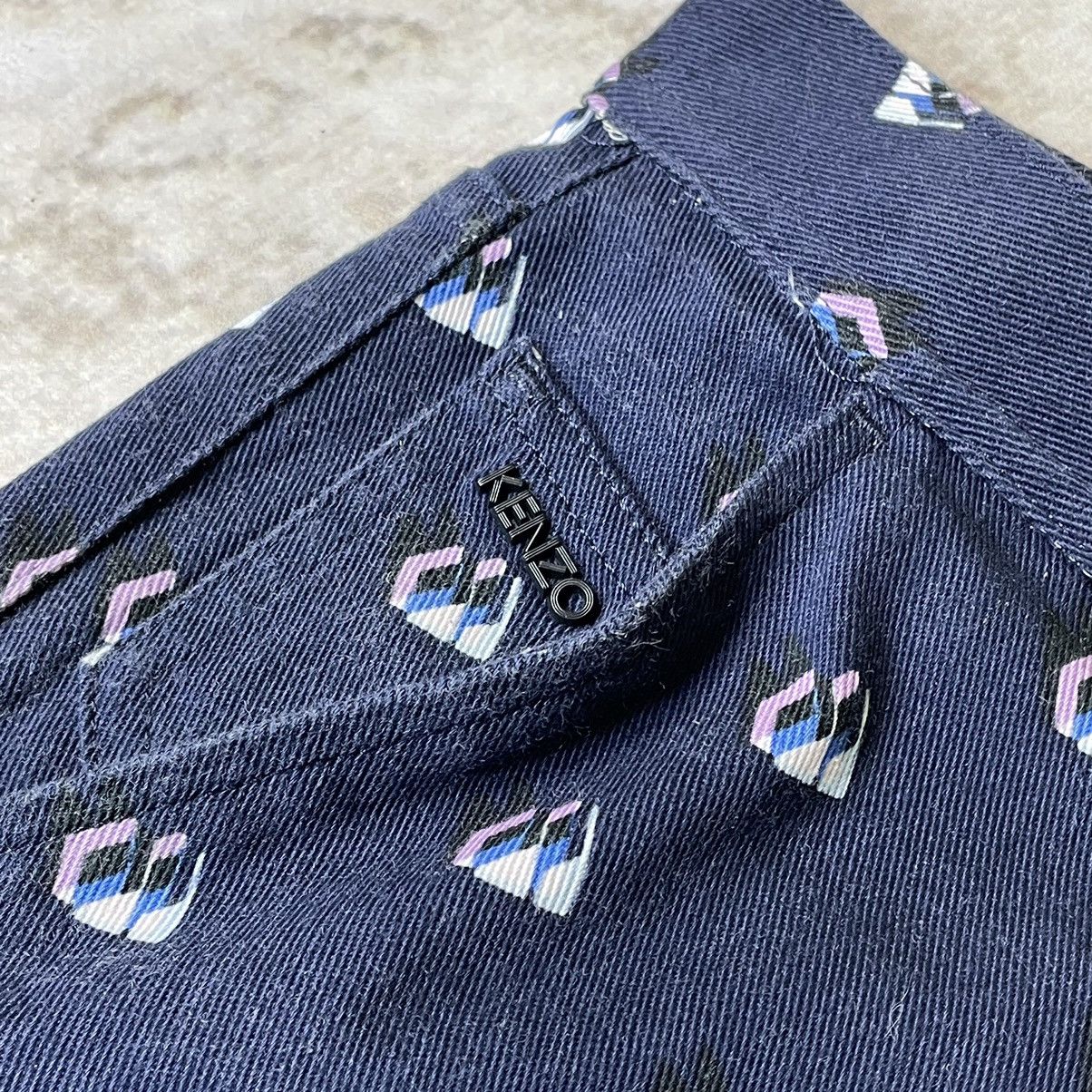 Kenzo Kenzo Paris Monogram Geometric Print Slim Fit Denim Pants Size US 33 - 6 Thumbnail