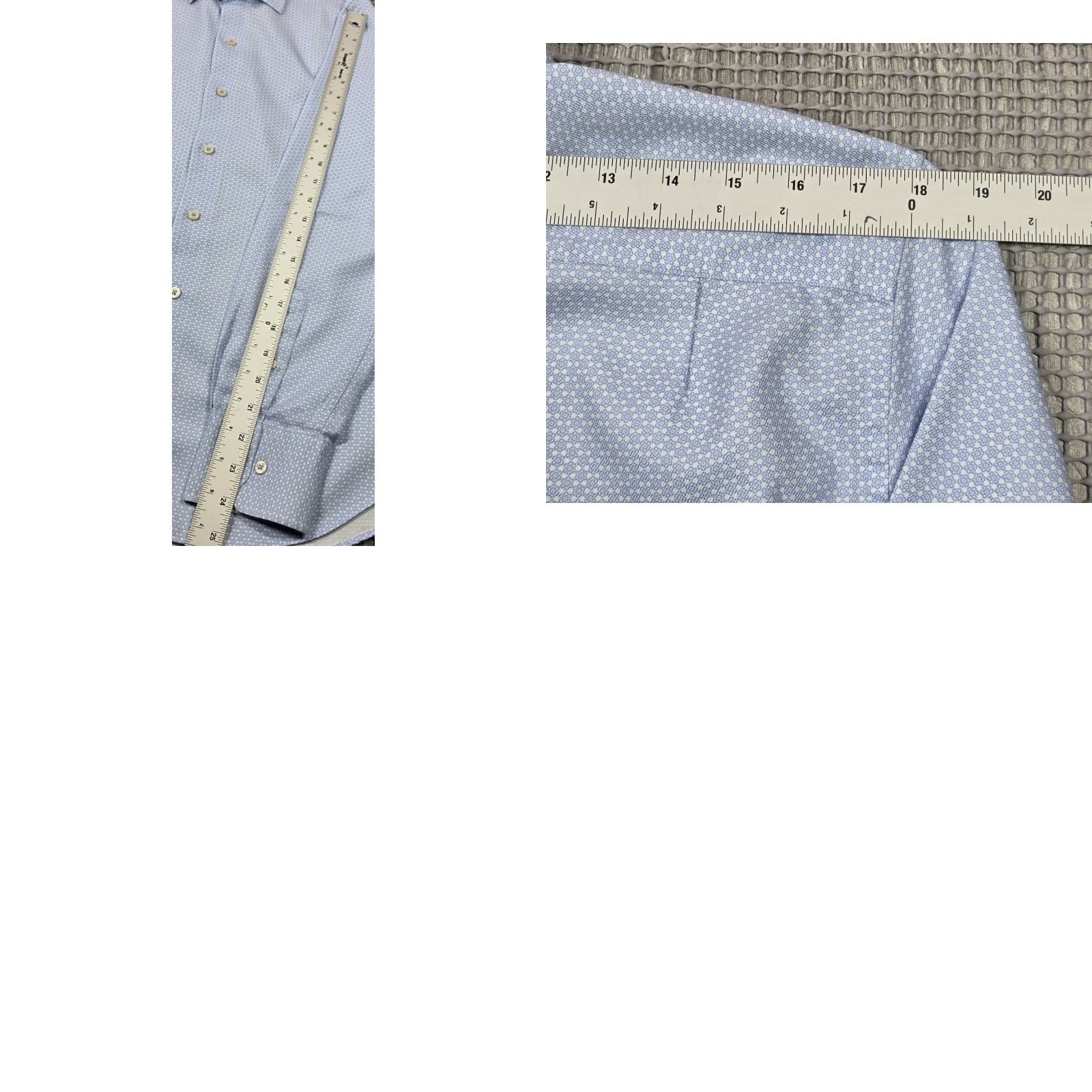 David Donahue David Donahue Blue Geometric Button Up Dress Shirt Long Sleeve Mens M Cotton Size 40R - 10 Thumbnail