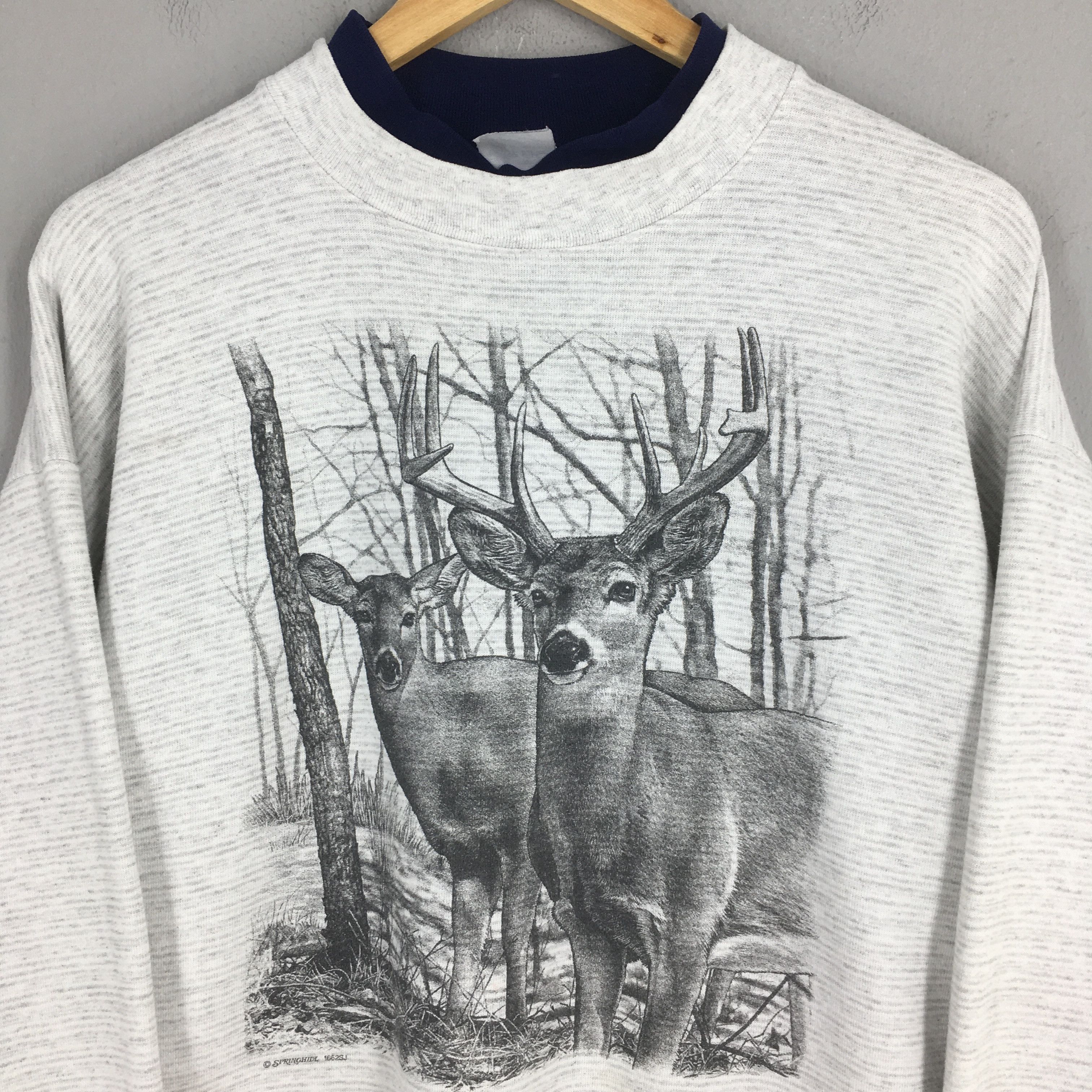 Habitat Vintage Deer Animal White-Tailed Gray Sweatshirt XLarge Size US XL / EU 56 / 4 - 2 Thumbnail