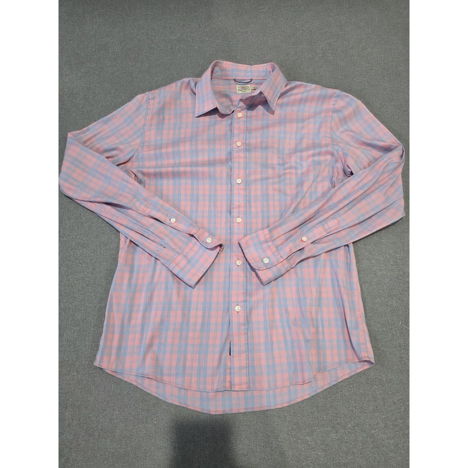 Faherty Faherty Brand Shirt Mens Large Pink Blue Plaid Long Sleeve Size US L / EU 52-54 / 3 - 1 Thumbnail