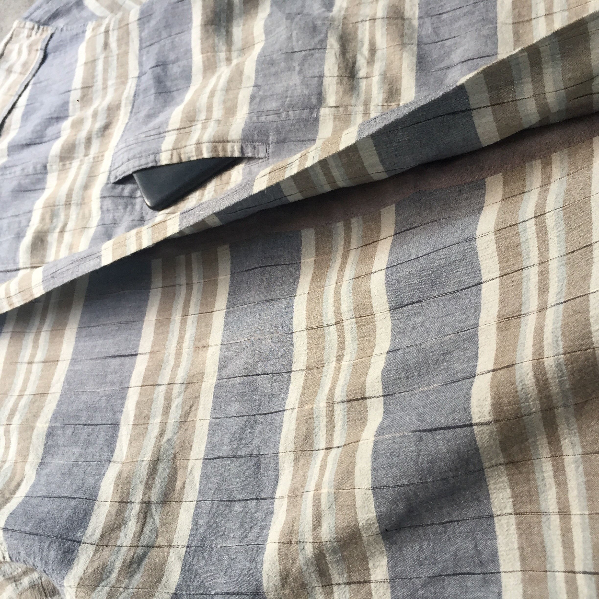 Issey Miyake 80s Issey Miyake Men Unique Stripe Side Pocket Shirt Size US M / EU 48-50 / 2 - 4 Thumbnail
