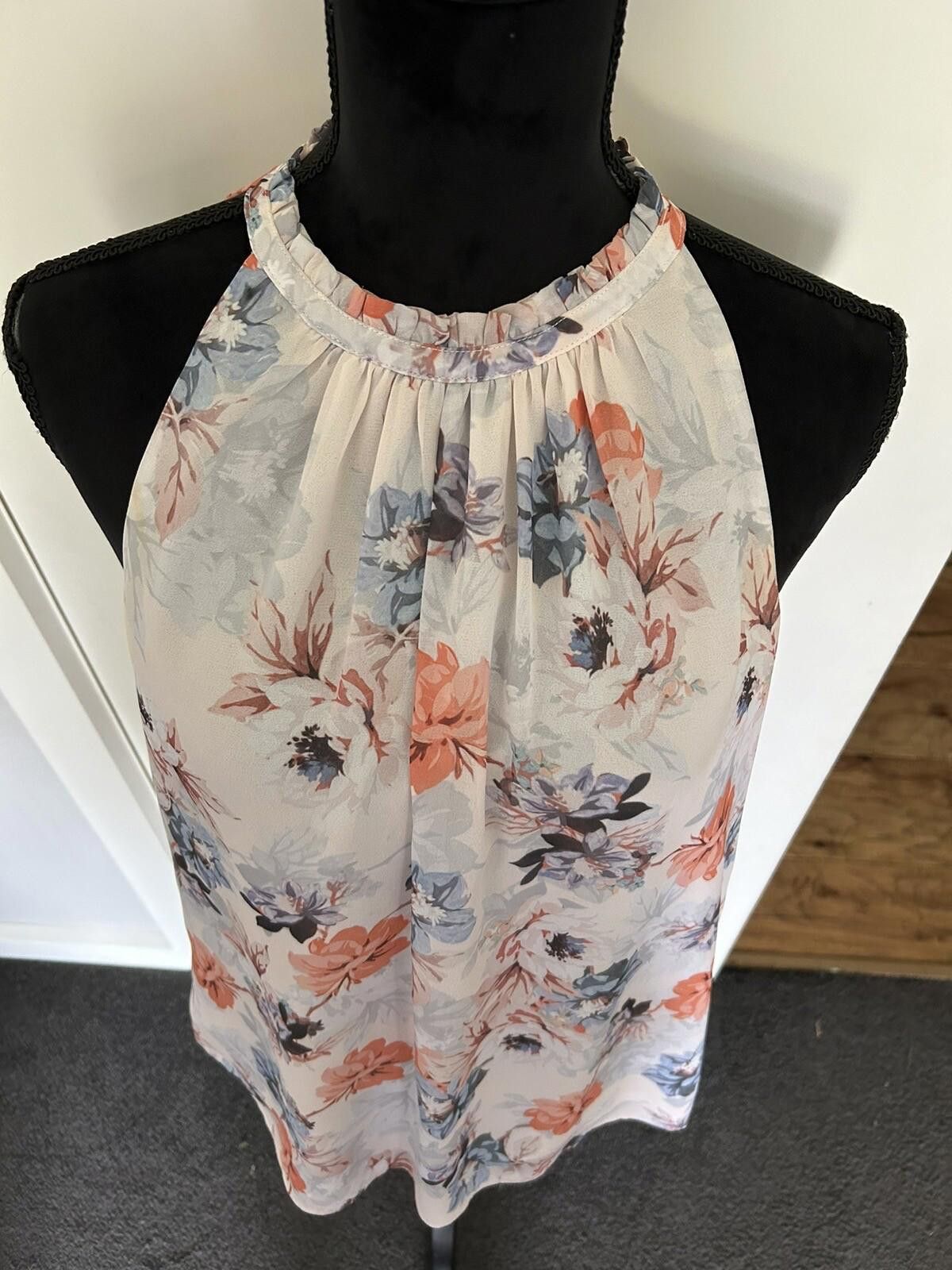 Designer Forever New Floral Singlet Sleeveless High Neck Size 8 (001) Size S / US 4 / IT 40 - 5 Thumbnail