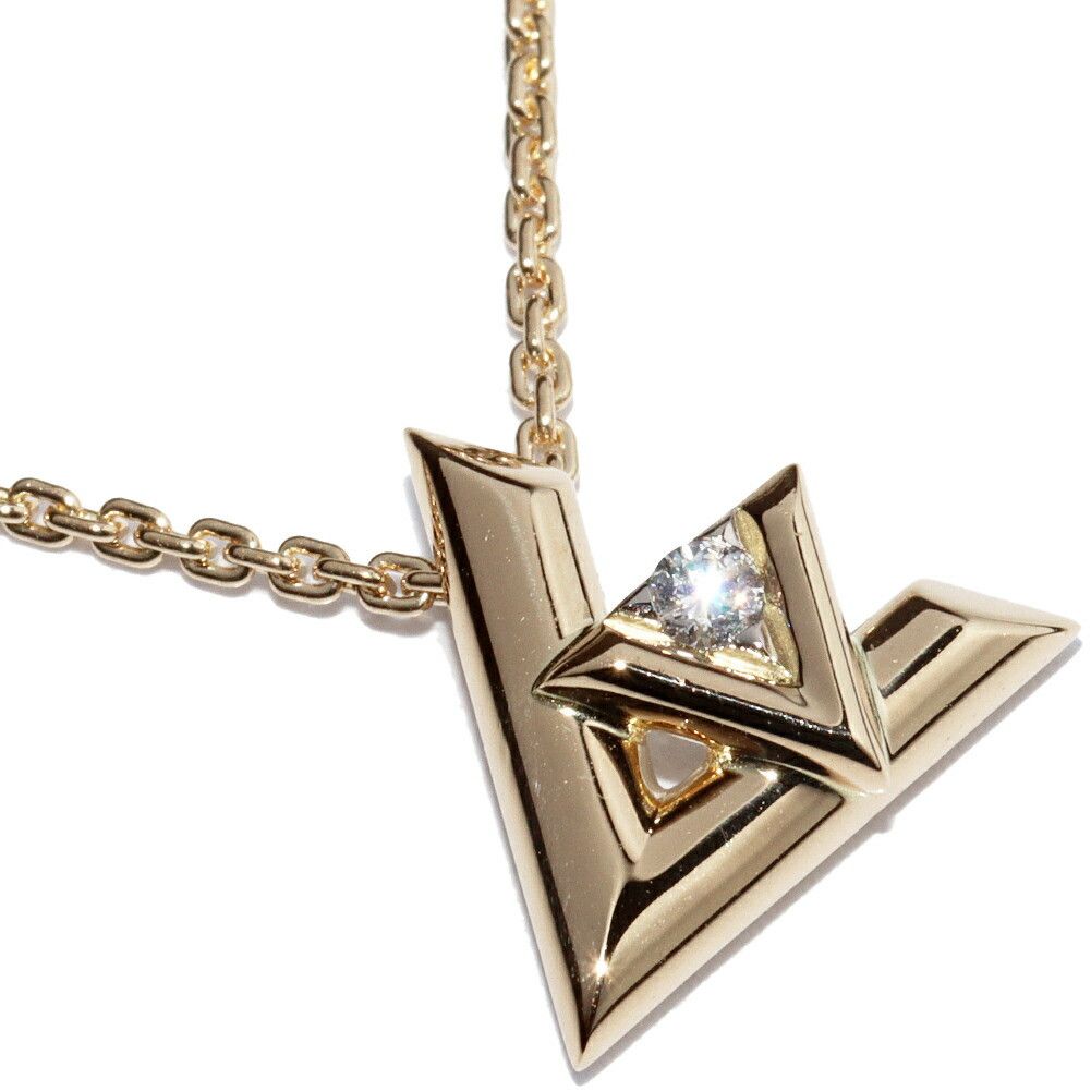 Louis Vuitton Louis Vuitton 18K Yellow Gold LV Volt One PM Pendant Necklace Q93805 Crocodile skin Necklace Q93805 DUTY FREE for USA
