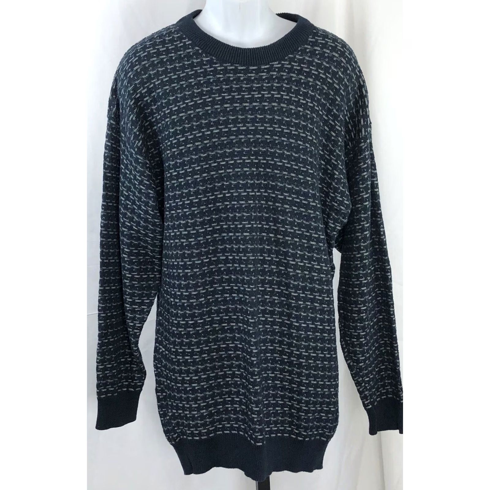 Izod VINTAGE IZOD Crewneck Sweater XL Blue Cotton Knit Long Sleeve Preppy Size US XL / EU 56 / 4 - 5 Thumbnail