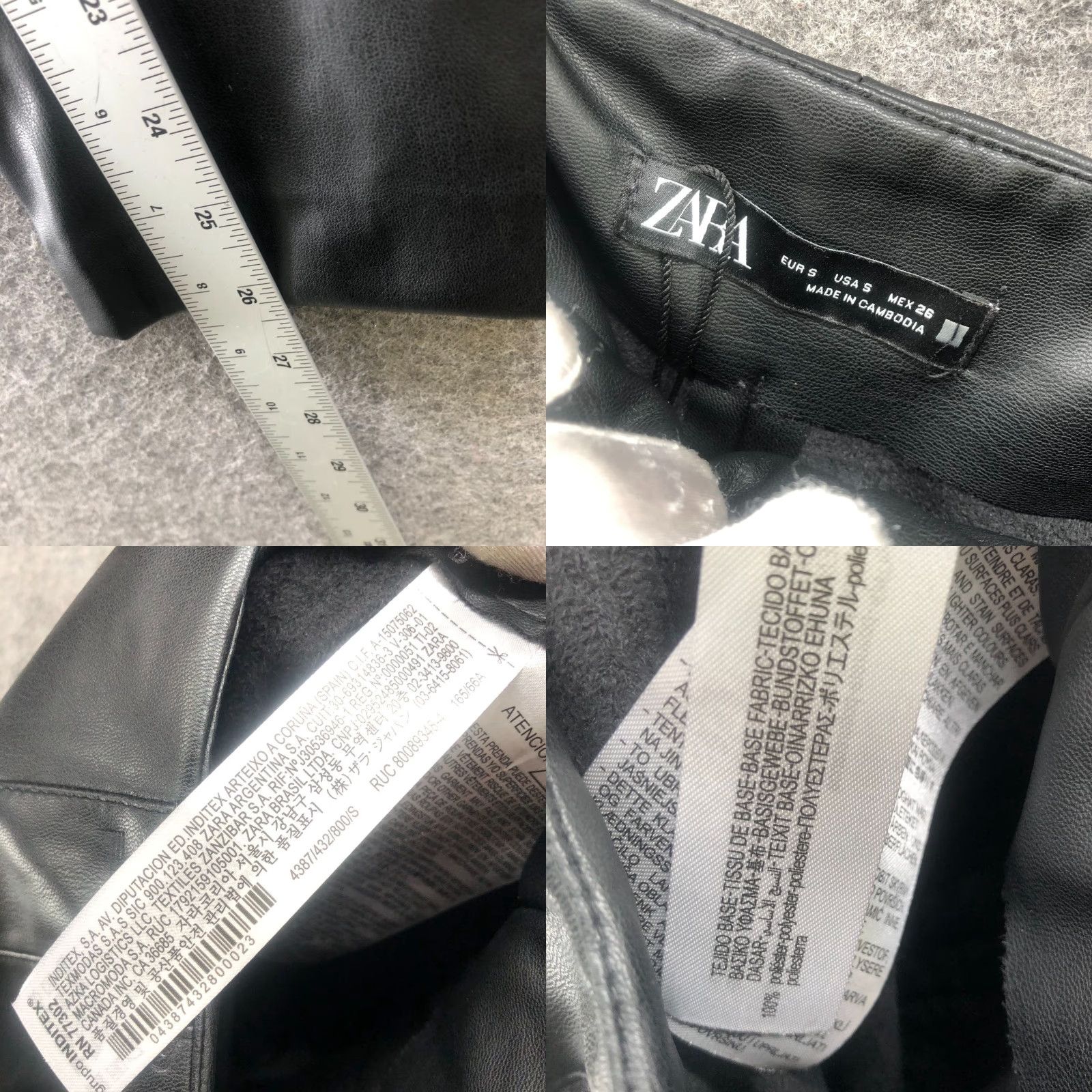 Zara Zara Womens S High Waisted Faux Leather Pants Black Tapered Leg Pleated Front Size 28" / US 6 / IT 42 - 8 Thumbnail