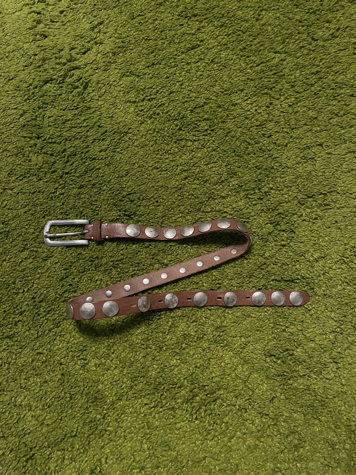 Cowboy Equipment × Vintage Western Cowboy style real leather belt with steel elements Size 32 - 1 Thumbnail