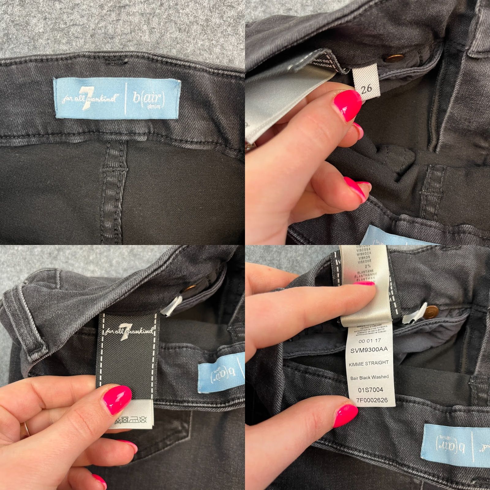 7 For All Mankind VINTAGE 7 For All Mankind Kimmie Jeans Straight Womens 26 30 UK 8 Black Denim Stretch 5-Pocket Modern Rise Mid Womens Size 30" / US 8 / IT 44 - 8 Thumbnail