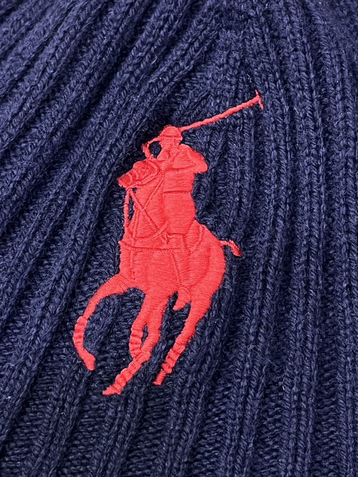 Polo Ralph Lauren 🔥Vintage 90’s Polo Ralph Lauren Big Red Pony Navy Beanie Size ONE SIZE - 7 Thumbnail