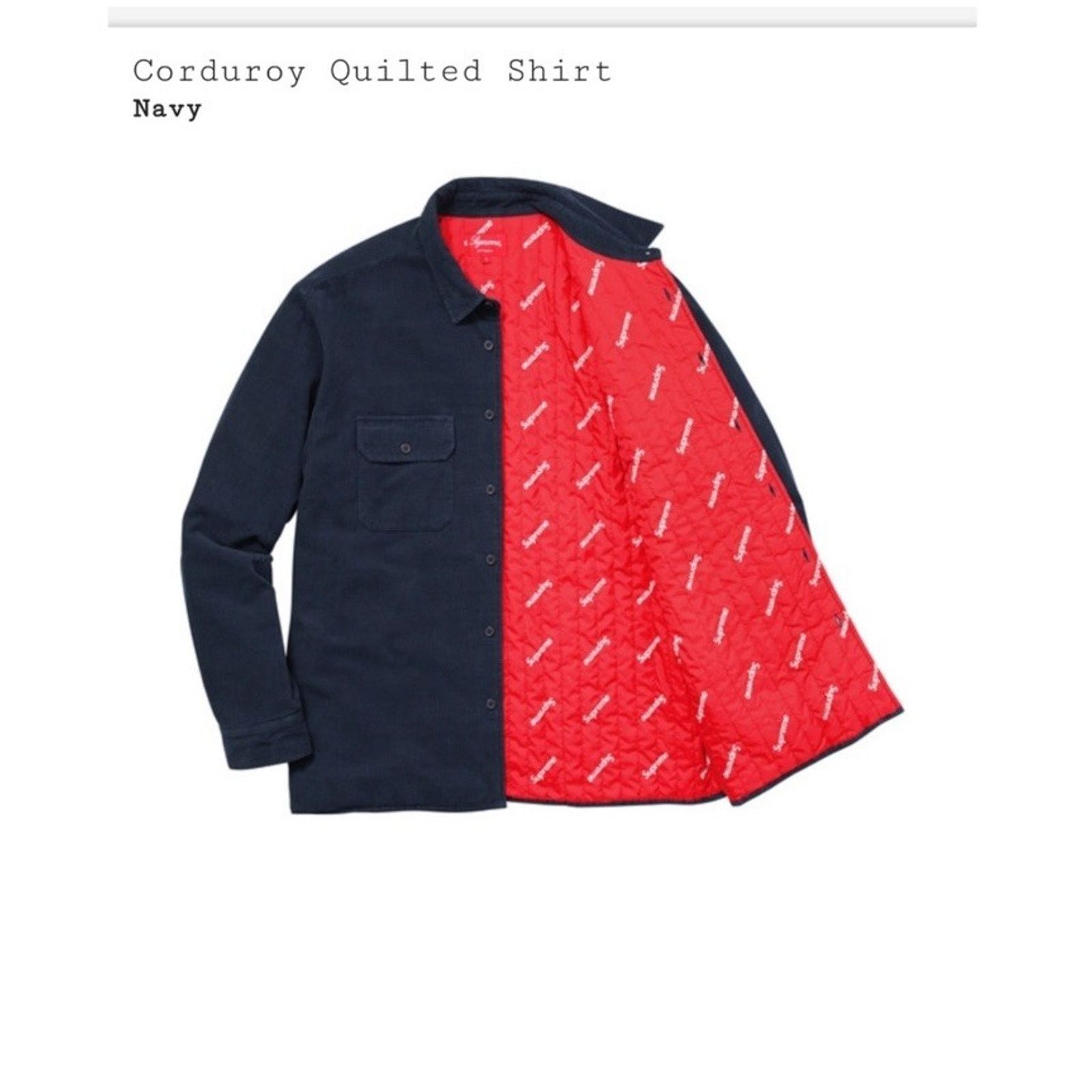 Supreme Supreme Men’s Corduroy M Quilted Blue Shirt w/ Pockets FW17 Size US M / EU 48-50 / 2 - 14 Thumbnail