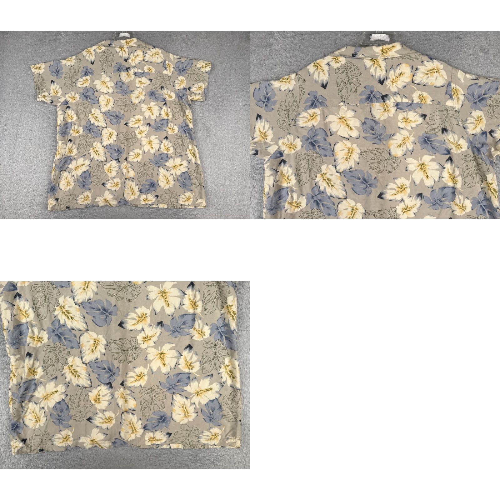 Vintage King Size Hawaiian Shirt Mens 2XL Beige Blue Leaf Pattern Button Up READ ME Size US XXL / EU 58 / 5 - 9 Thumbnail