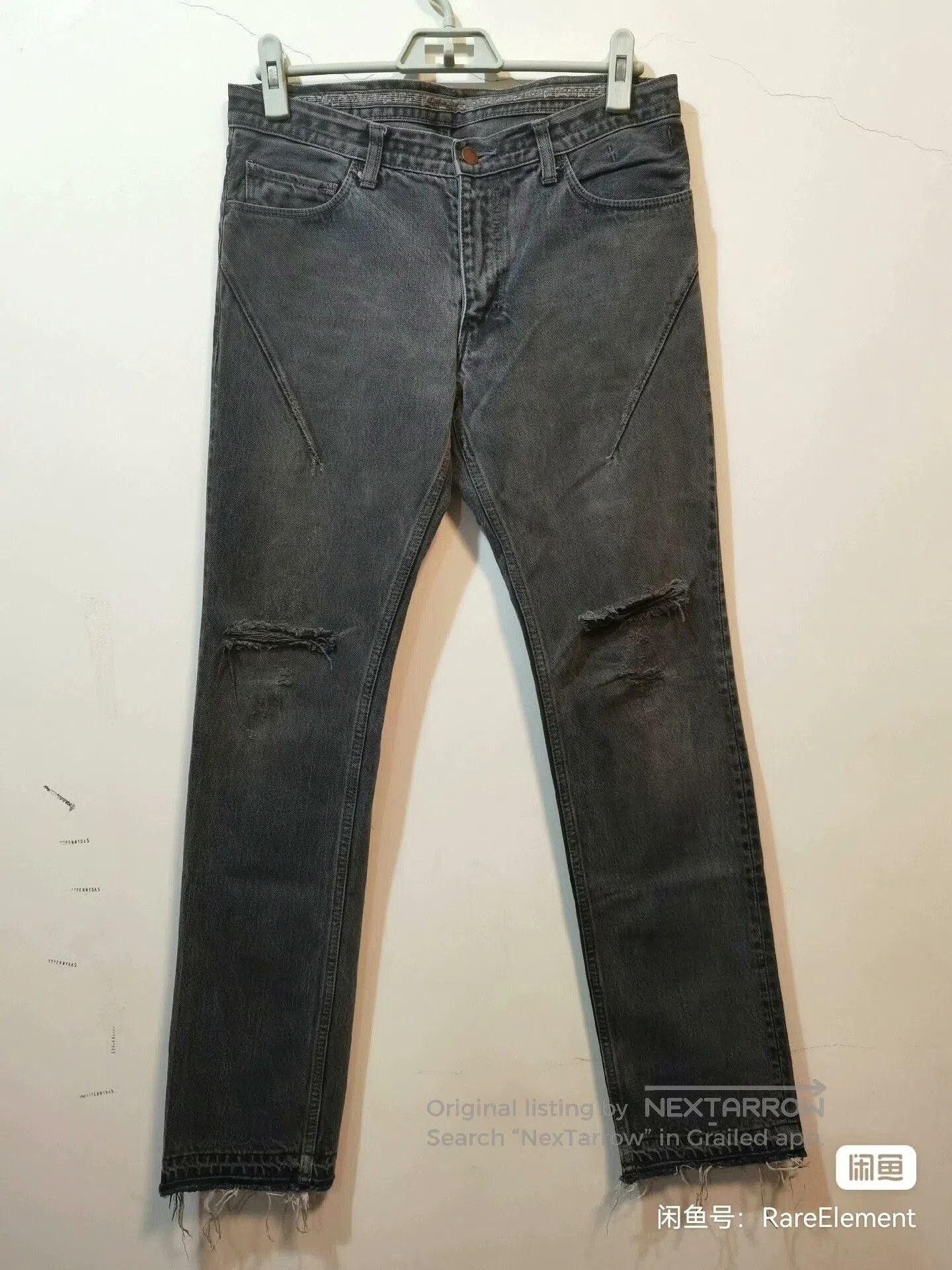 Number (N)ine Playboi Carti Distressed Black Denim Pants. Size US 30 / EU 46 - 1 Thumbnail