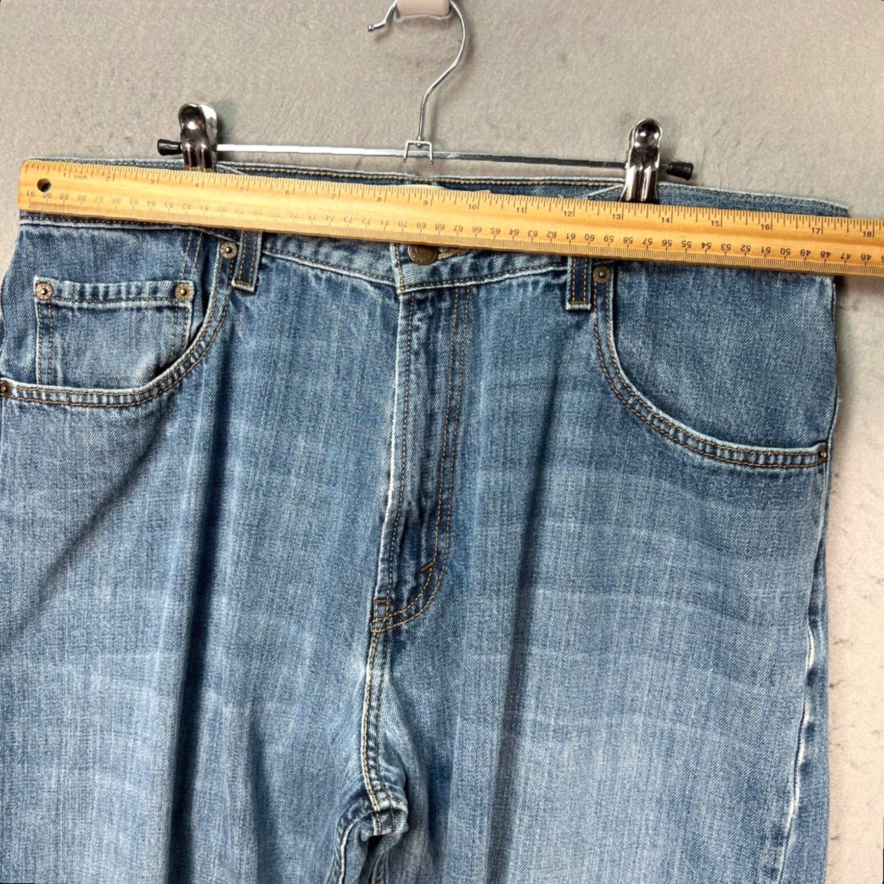 Levi's Levis 569 Jeans Mens 36 x 32 Distressed Hem Blue Denim Straight Relaxed Regular Fit 5-Pocket Denim Blue Jeans Mens Size US 36 / EU 52 - 6 Thumbnail