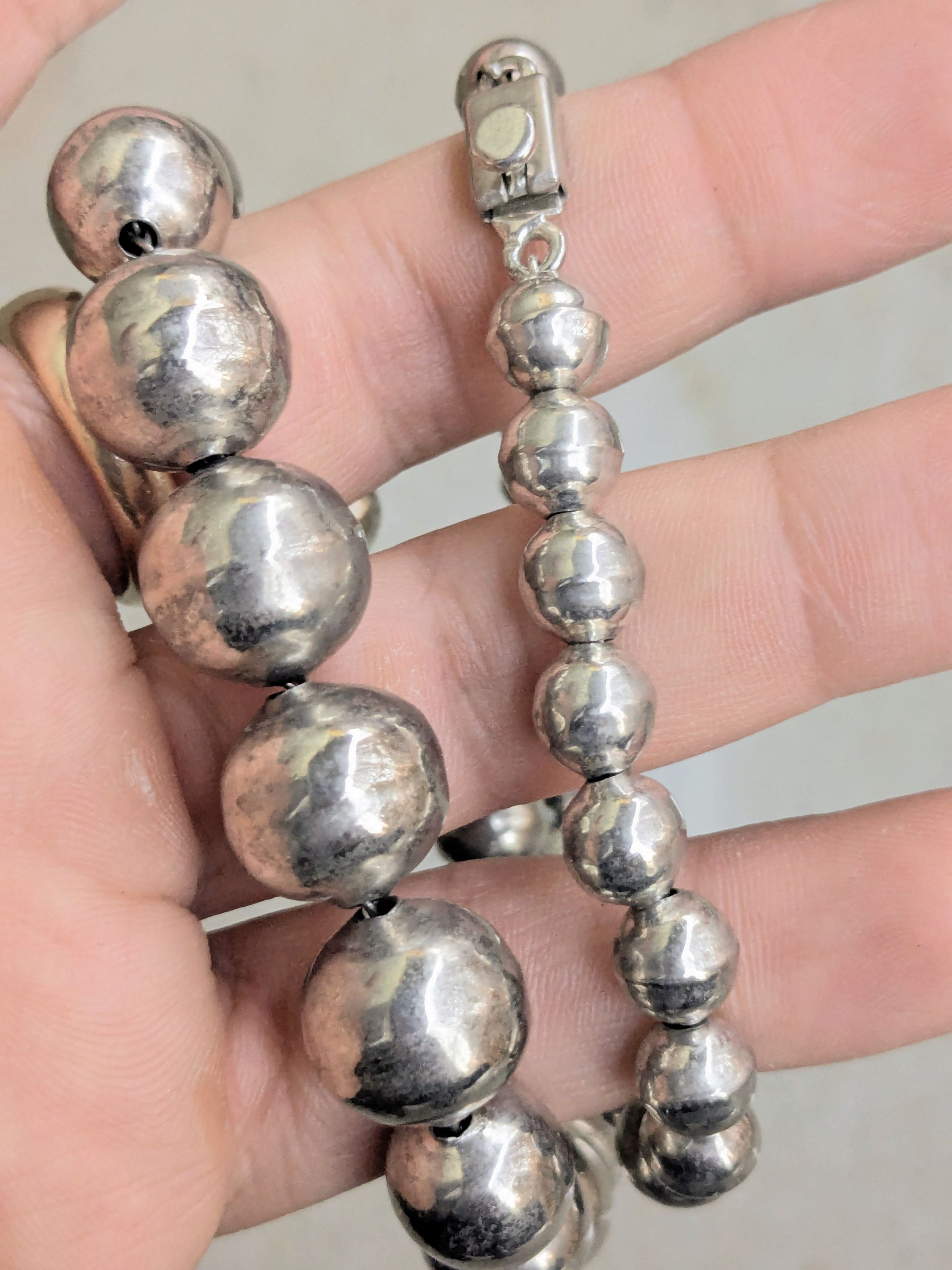 Sterling Silver Sterling Silver Necklace Ball Round Graduated Beads 18" Size ONE SIZE - 10 Thumbnail