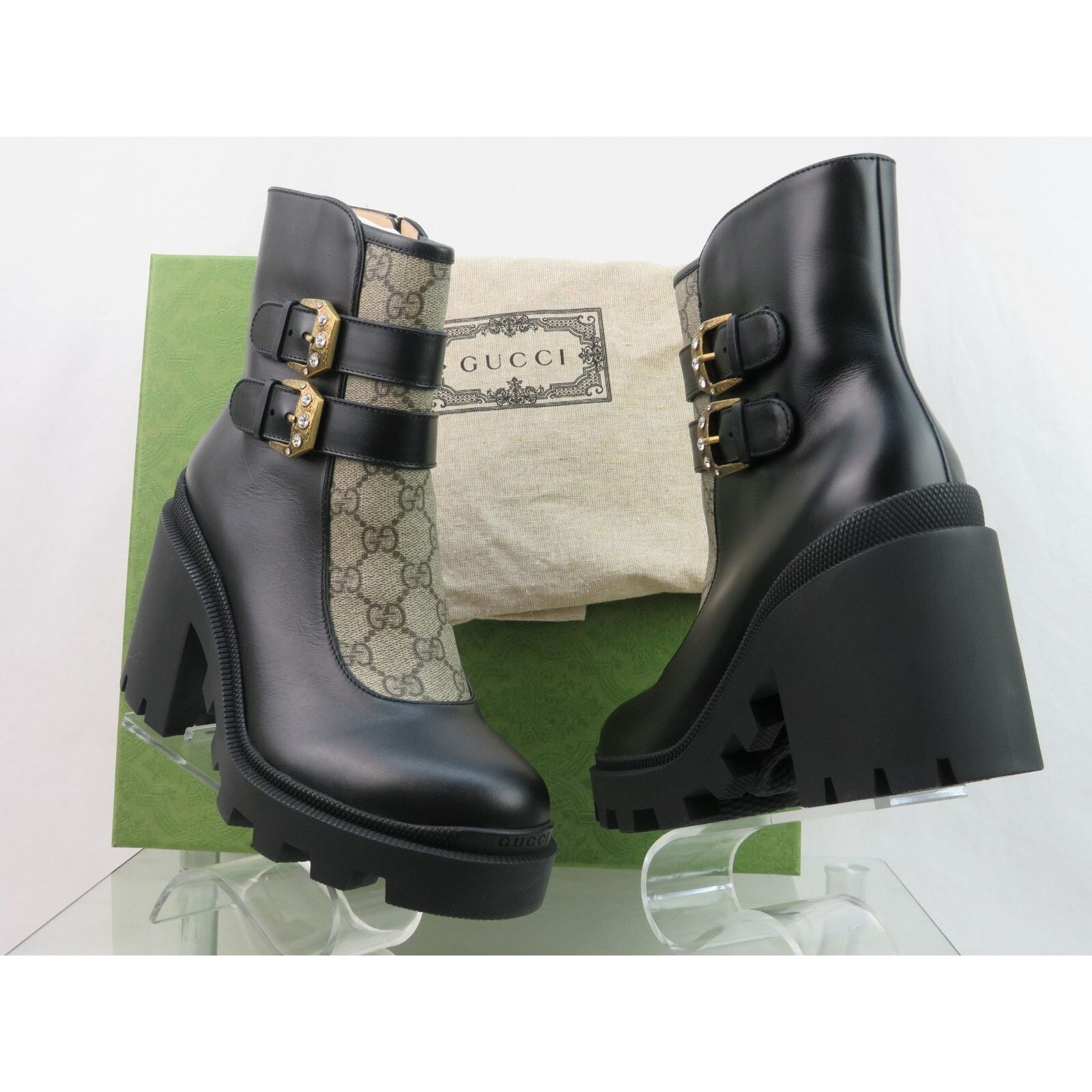 Gucci GUCCI SUPREME KENSINGTON LEATHER CRYSTALS BUCKLE BOOTS 39.5 Size US 9.5 / IT 39.5 - 6 Thumbnail