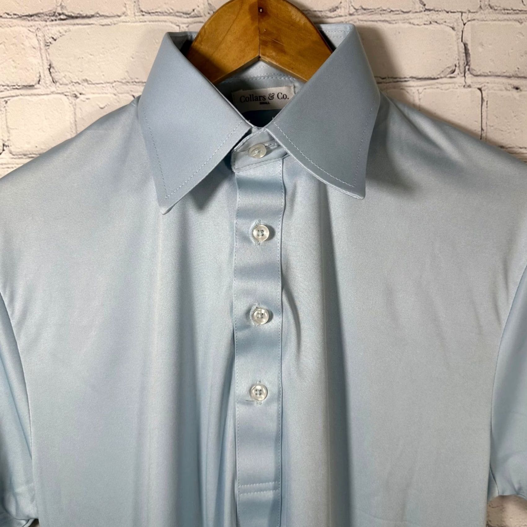CO Collars & Co Polo Shirt Light Blue Short Sleeve Small Men Size 36R - 2 Thumbnail