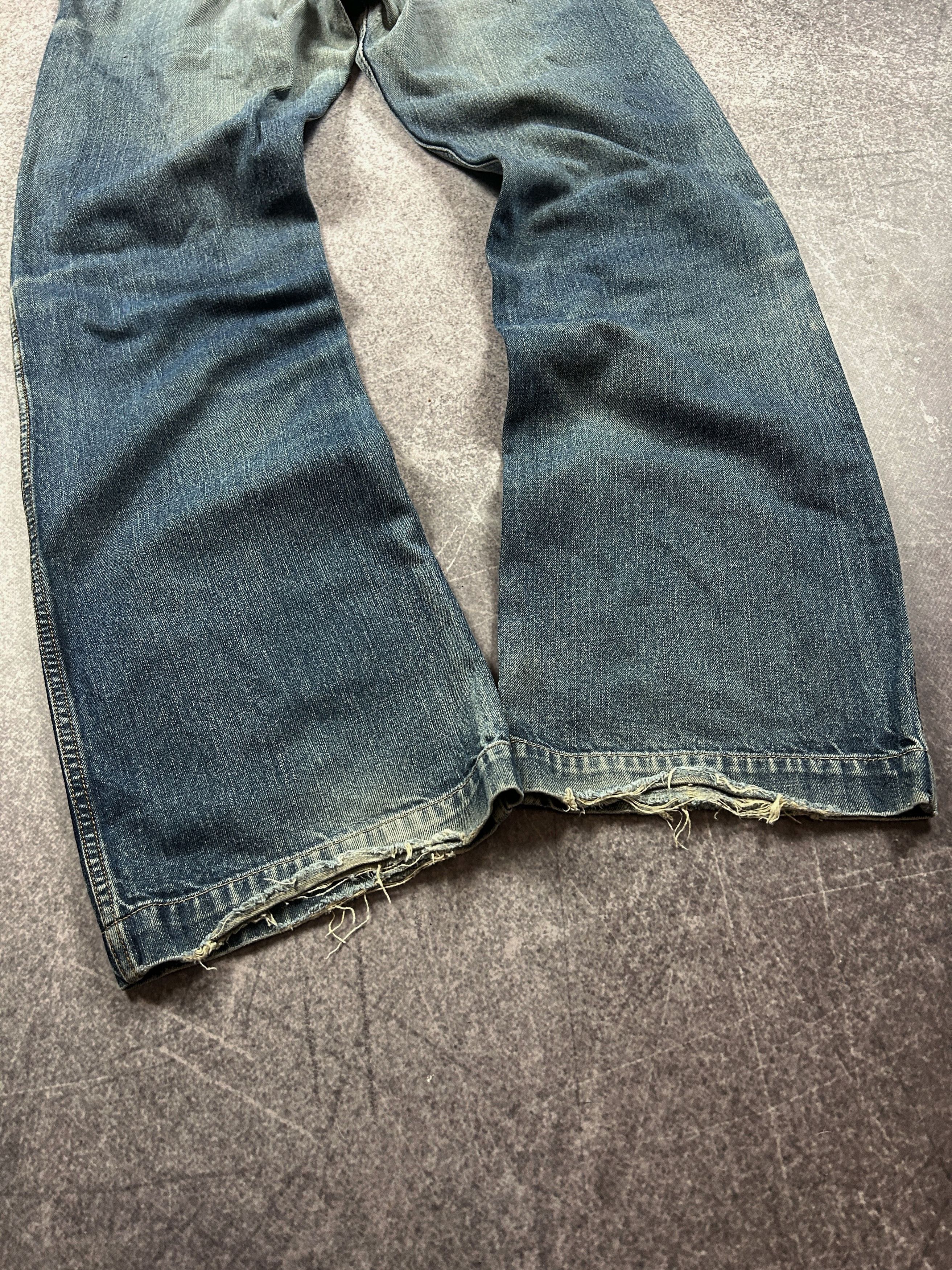 Diesel Distressed Wide Leg Denim Jeans Vintage Wash Grunge Style Size US 32 / EU 48 - 5 Thumbnail