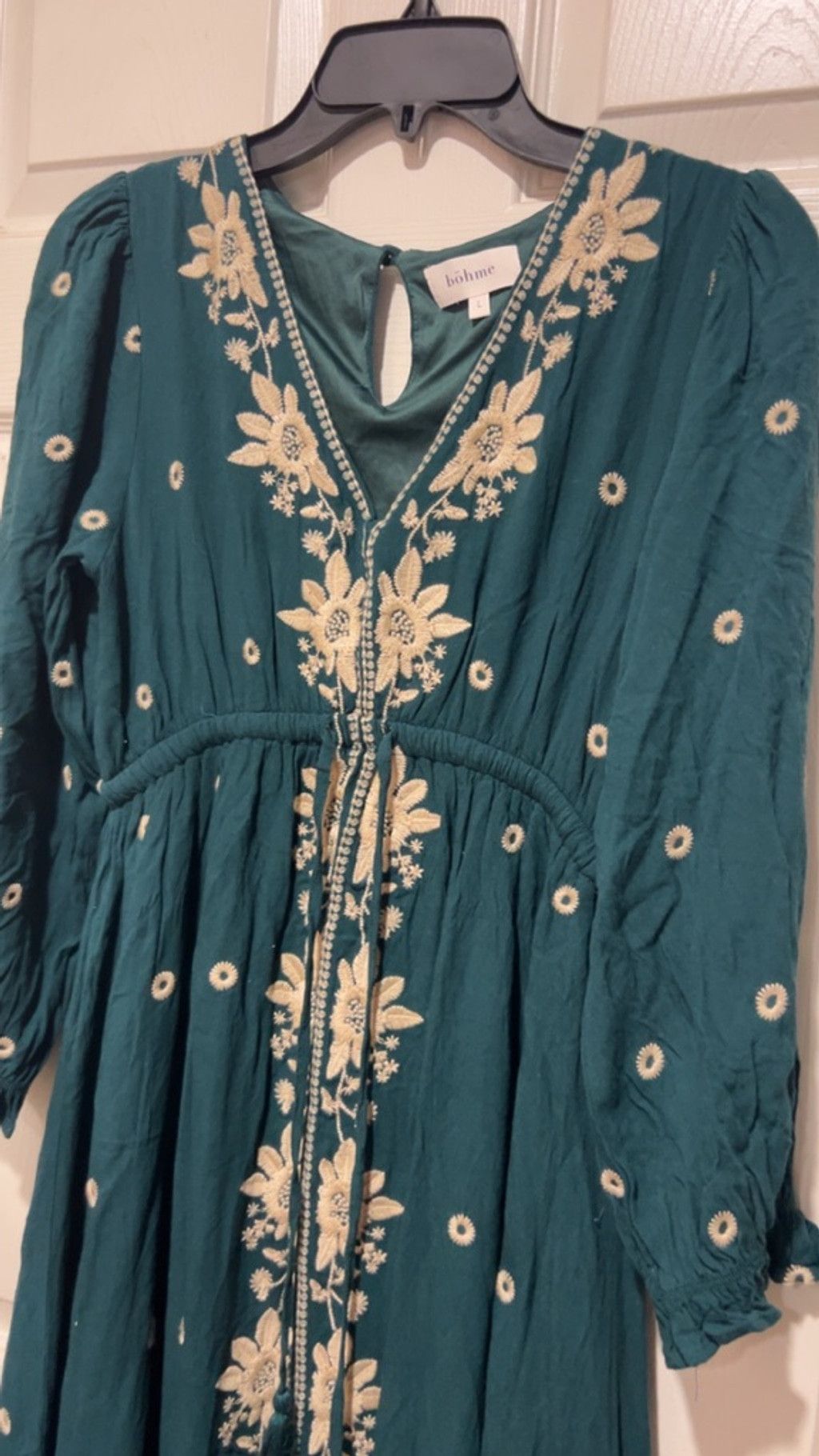 Poeme Bohemien Women's Bohme Teal Embroidered Midi Dress L Size L / US 10 / IT 46 - 3 Thumbnail