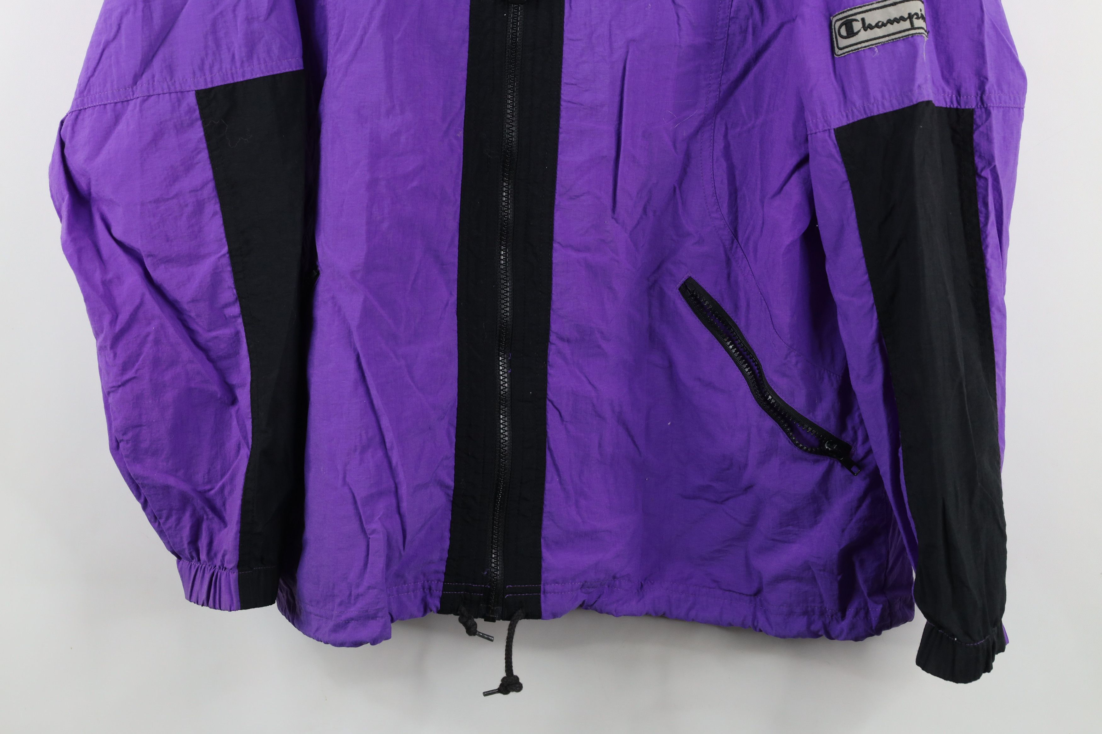 Champion × Vintage Vintage 90s Champion Reflective Windbreaker Jacket Purple Size L / US 10 / IT 46 - 3 Thumbnail