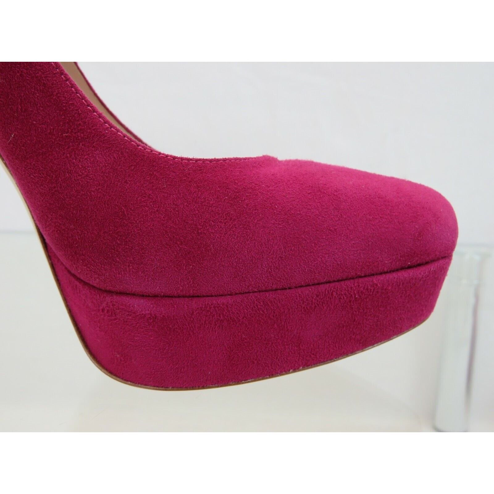 Miu Miu 5IP355 BURGUNDY SUEDE CLASSIC PLATFORM HEEL PUMPS 40 ITALY Size US 10 / IT 40 - 4 Thumbnail