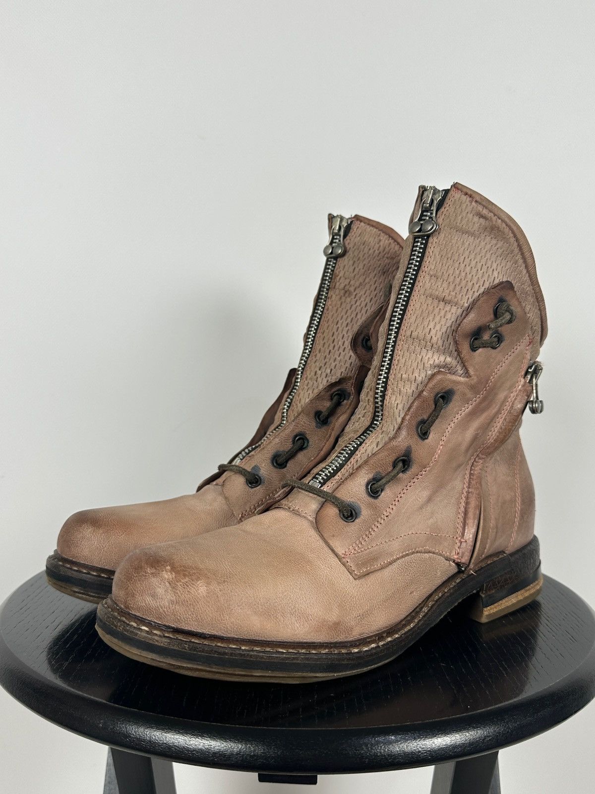 A.S.98 A.S.98. Airstep Leather Front Zip Biker Combat Ankle Boots Size US 10 / IT 40 - 12 Thumbnail