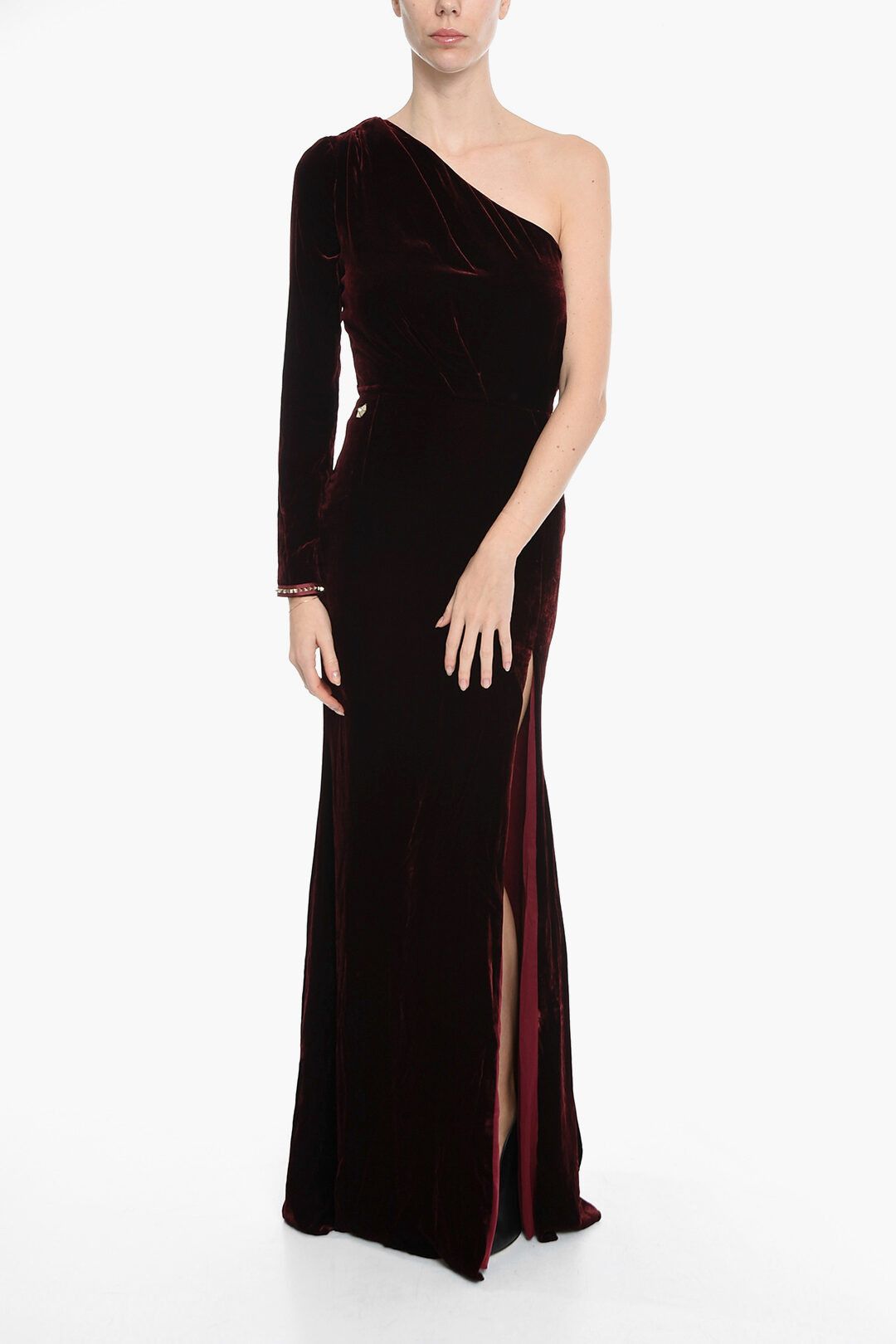 Philipp Plein og1mm0824 Velvet One-Shoulder Dress in Mehron Size M / US 6-8 / IT 42-44 - 1 Thumbnail