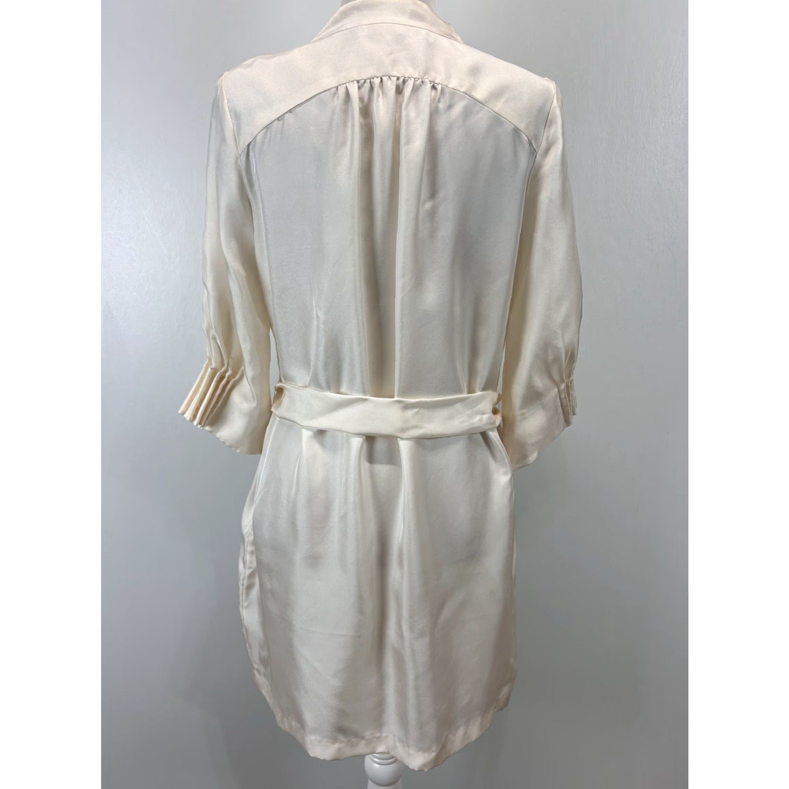Vintage VINTAGE Eva Khurshid Silk Shift Dress Women’s Size 10 Ivory Short Sleeve Pockets Party Summer Size L / US 10 / IT 46 - 3 Thumbnail