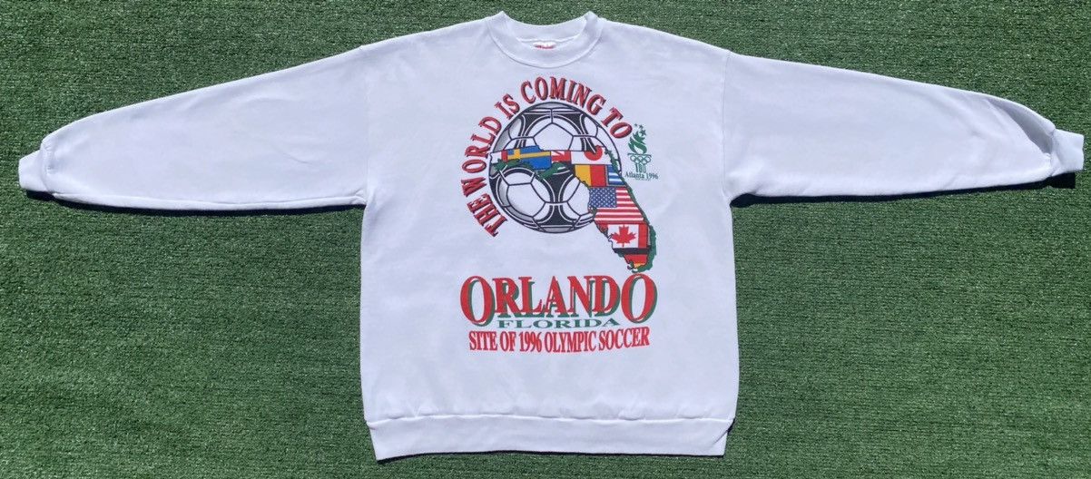 Hanes VTG Atlanta Olympics Soccer Double Sided Sweatshirt Large Size US L / EU 52-54 / 3 - 2 Thumbnail