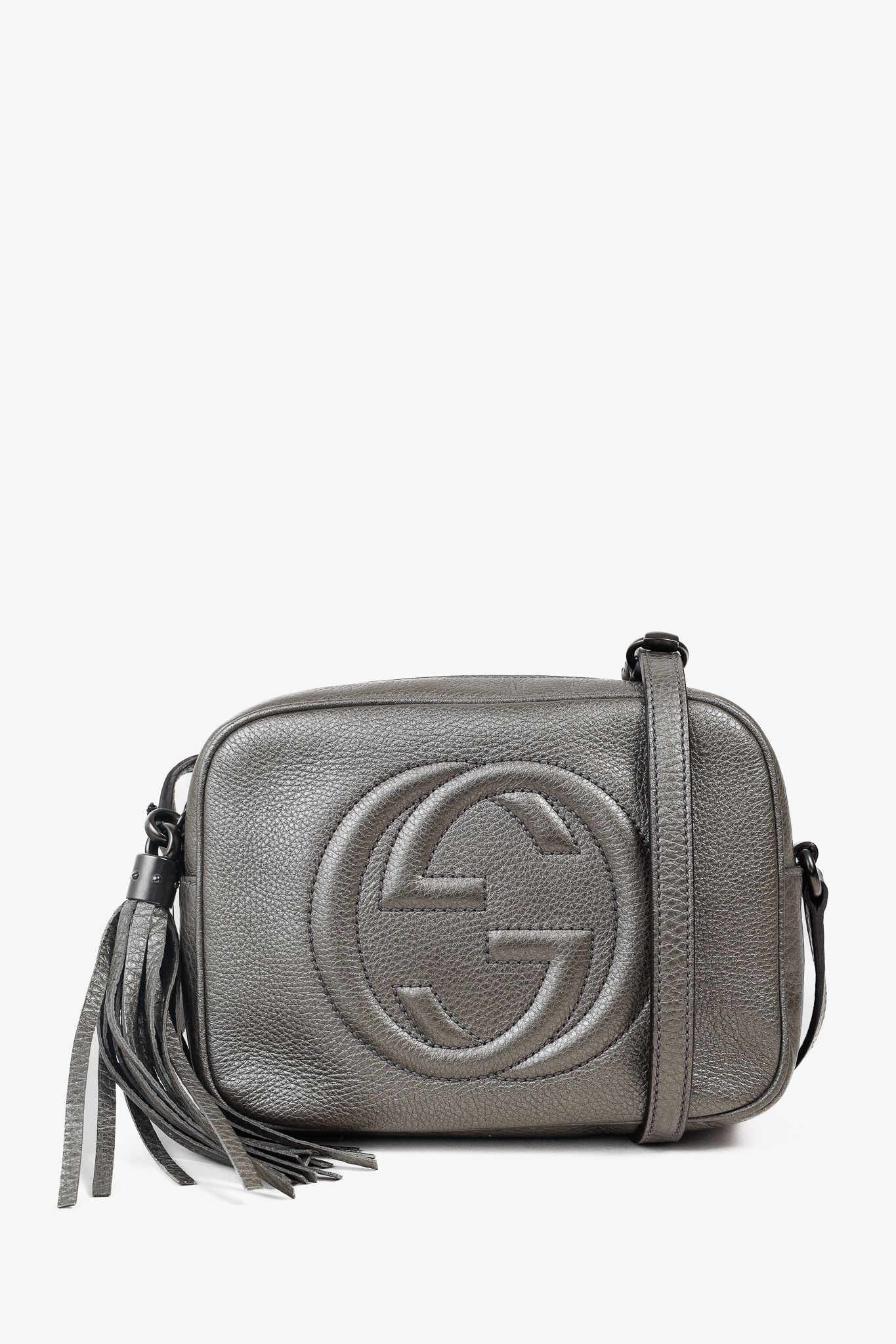 Gucci Gucci Soho Disco Bag in Metallic Pewter Grey Leather Size ONE SIZE - 1 Thumbnail